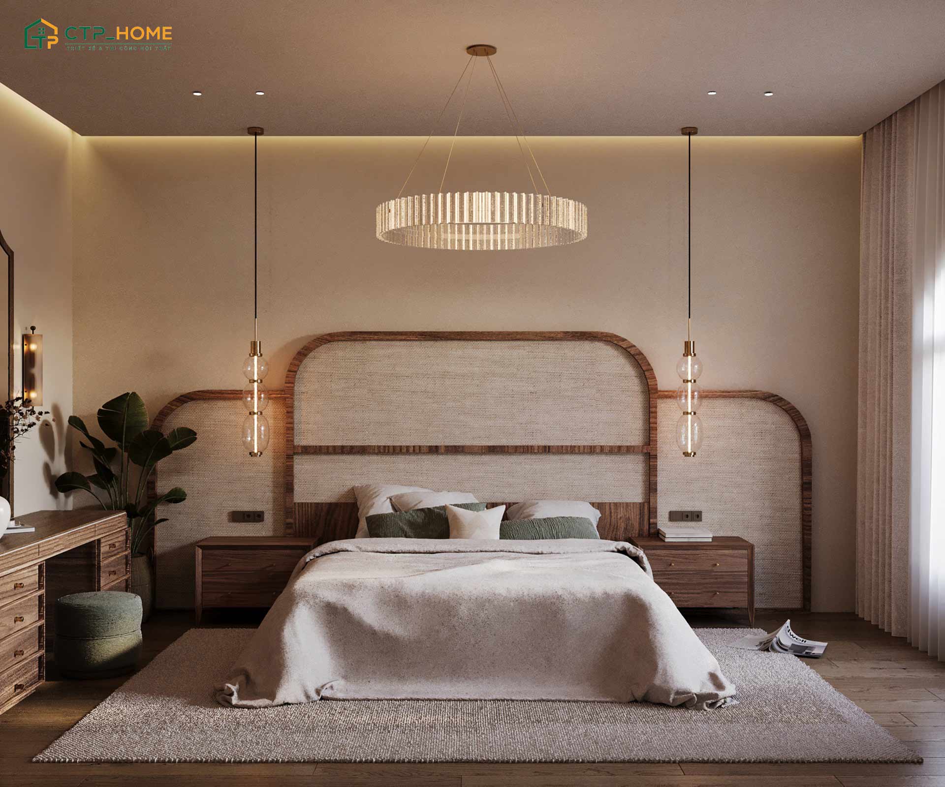 Mẫu decor phòng ngủ Vintage sẽ sử dụng gam màu trung tính để làm nổi bật các chi tiết trang trí