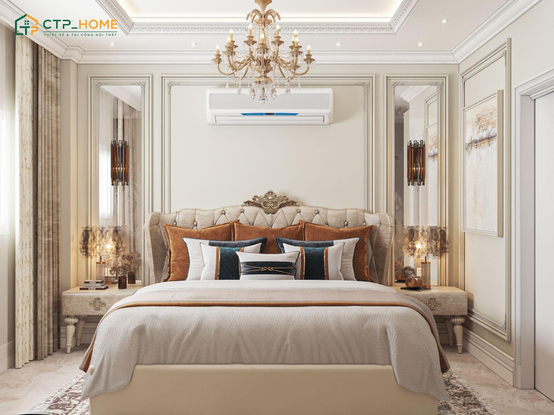 Mẫu phòng ngủ cổ điển Châu Âu sẽ bố trí ánh sáng hài hoà để tôn lên vẻ đẹp tinh tế của đồ nội thất