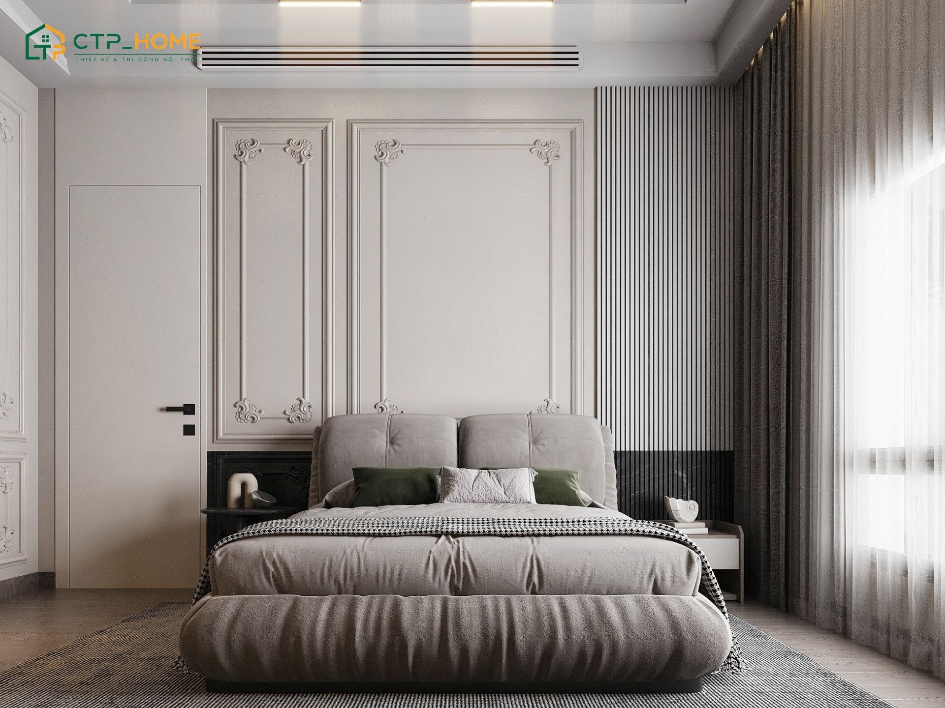Mẫu thiết kế phòng ngủ tân cổ điển đơn giản sẽ tập trung vào công năng nhưng vẫn giữ được nét sang trọng