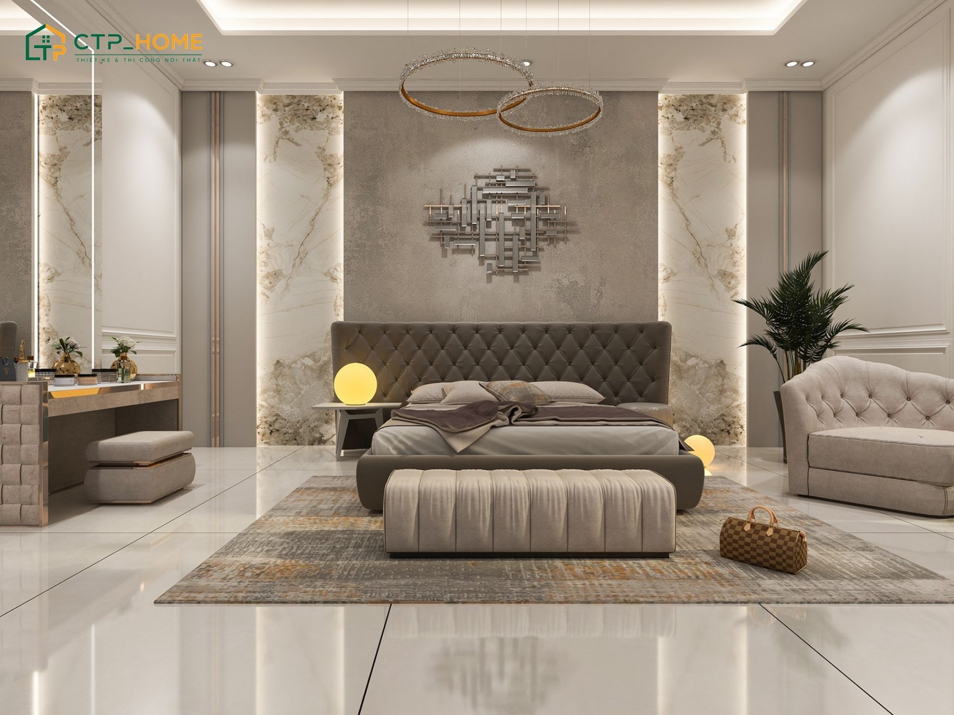 Mẫu thiết kế phòng ngủ phong cách cổ điển đơn giản sẽ sử dụng có món đồ decor nhỏ gọn để tạo điểm nhấn