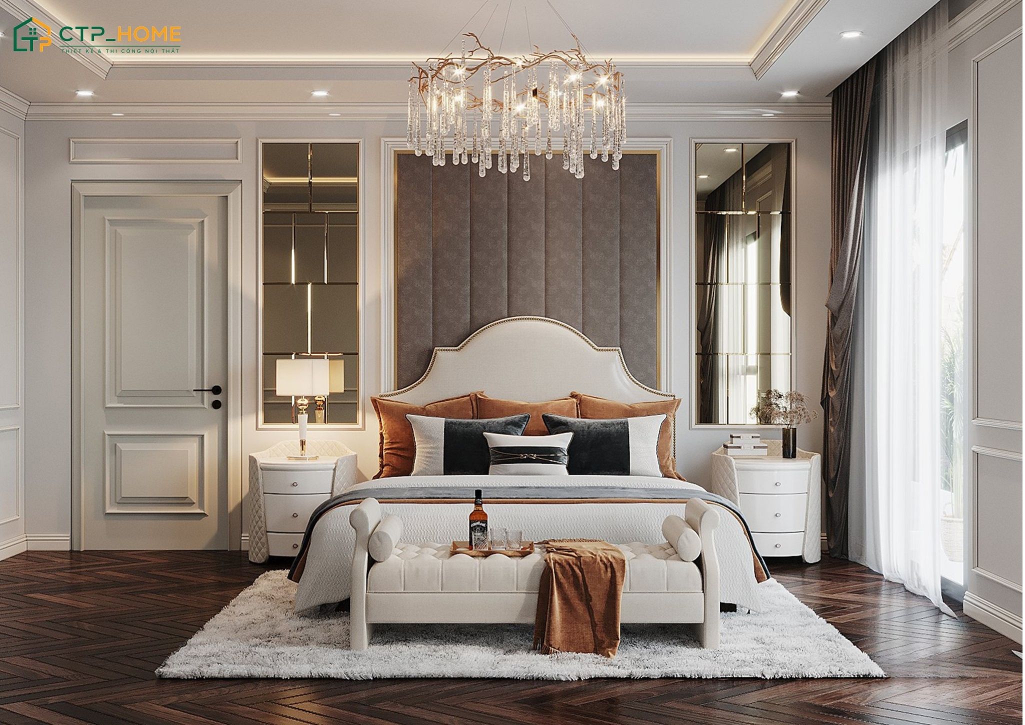 Mẫu phòng ngủ tân cổ điển tối ưu công năng sử dụng đang được khá nhiều gia chủ lựa chọn