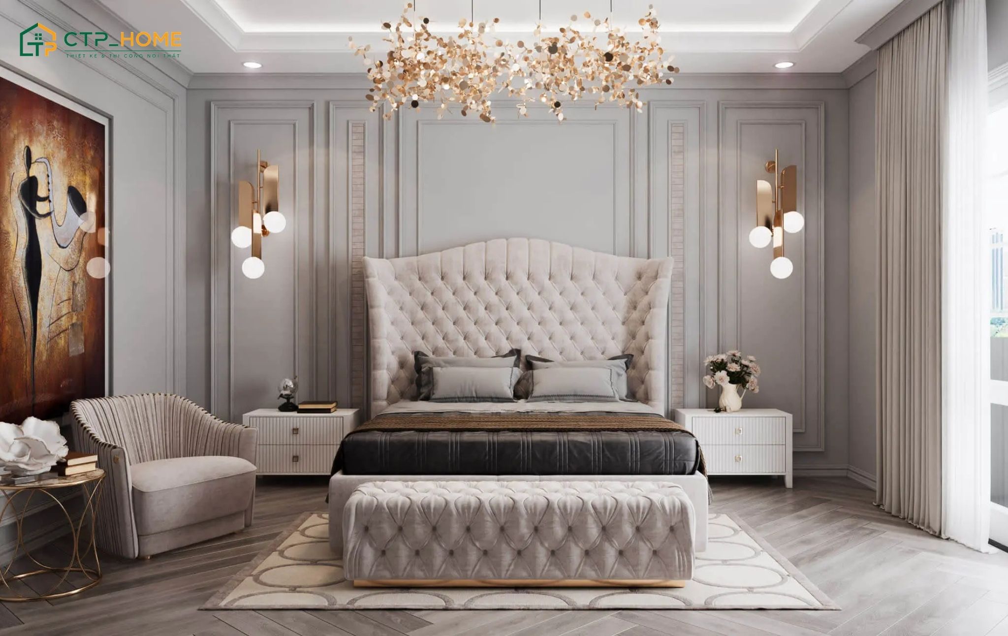 Vị trí đặt giường trong phòng ngủ cổ điển sẽ ảnh hưởng trực tiếp đến thẩm mỹ và công năng của căn phòng
