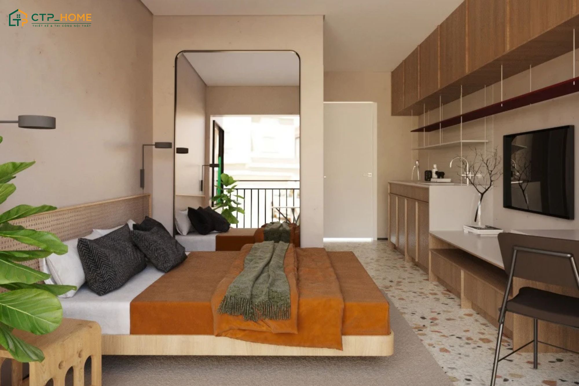 Không gian căn hộ mini 20m2 sử dụng đồ nội thất thông minh nhưng vẫn đảm bảo sự thông thoáng