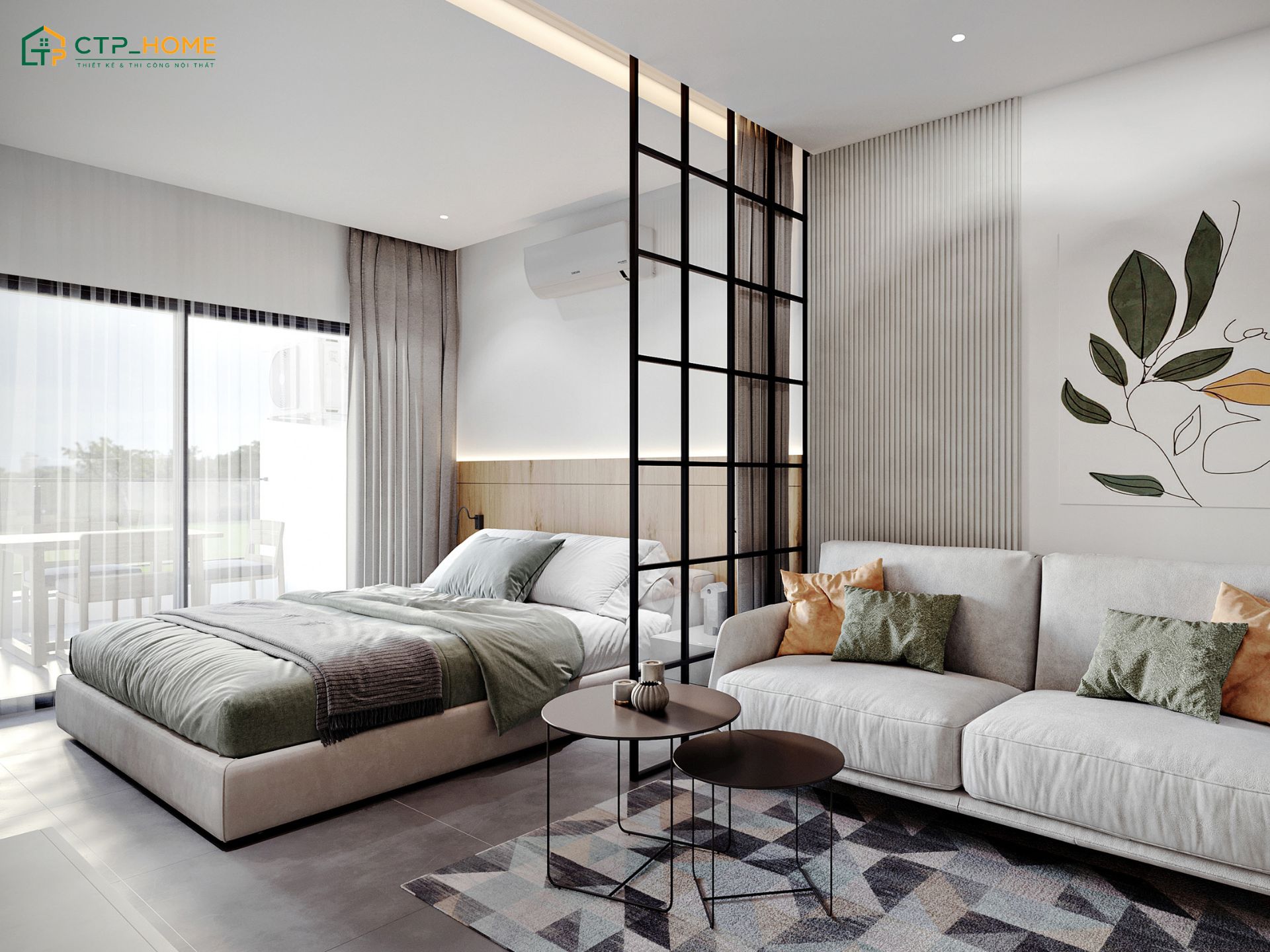 Mẫu thiết kế nội thất chung cư mini 20m2 hiện đại sẽ ưu tiên các đường nét trang trí đơn giản