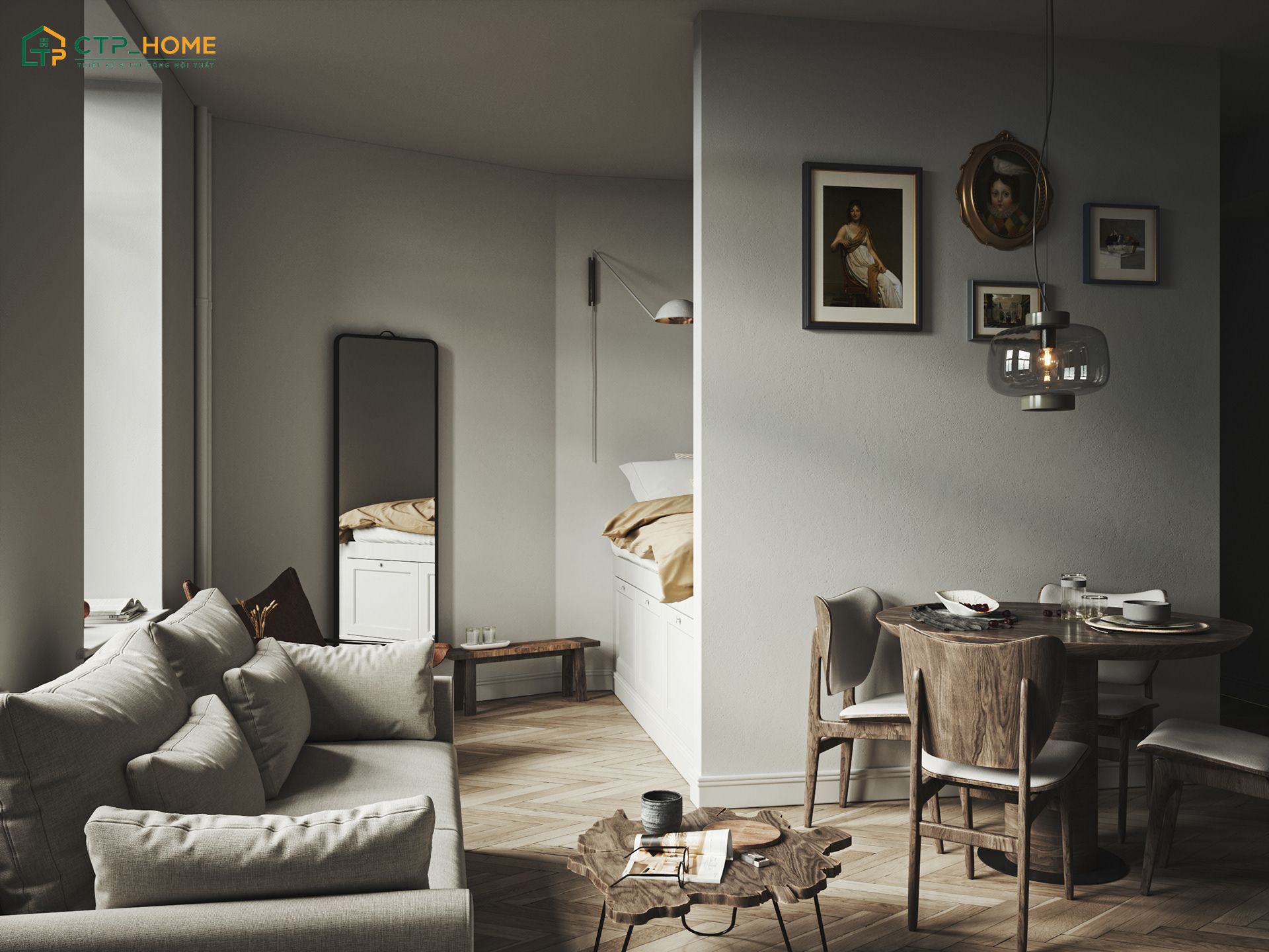 Căn hộ mini 20m2 hiện đại sẽ tập trung chủ yếu vào nhu cầu nghỉ ngơi và sinh hoạt hằng ngày