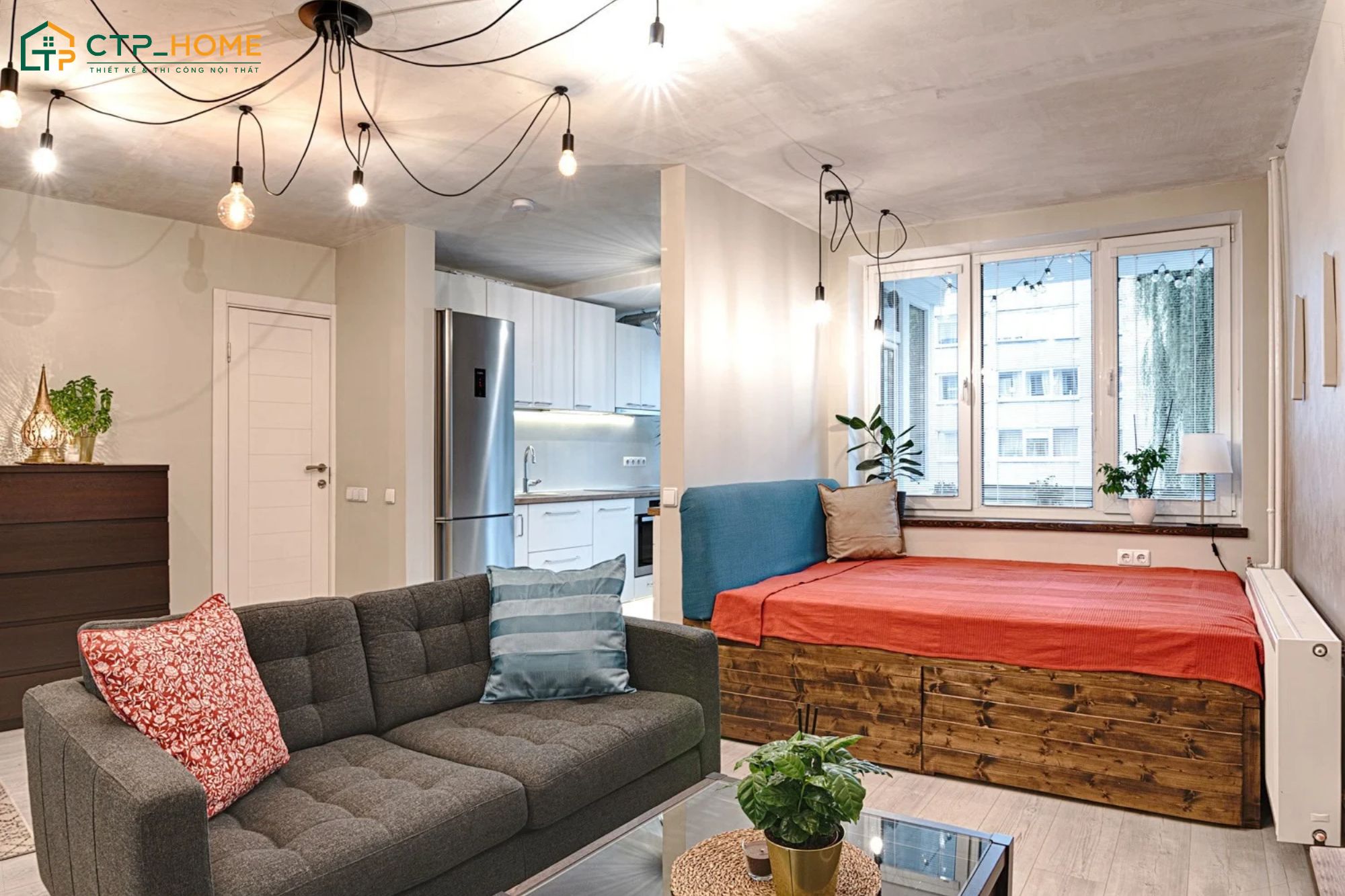 Mẫu thiết kế nội thất căn hộ mini 20m2 tối giản sẽ ưu tiên xu hướng mở để tạo cảm giác rộng rãi