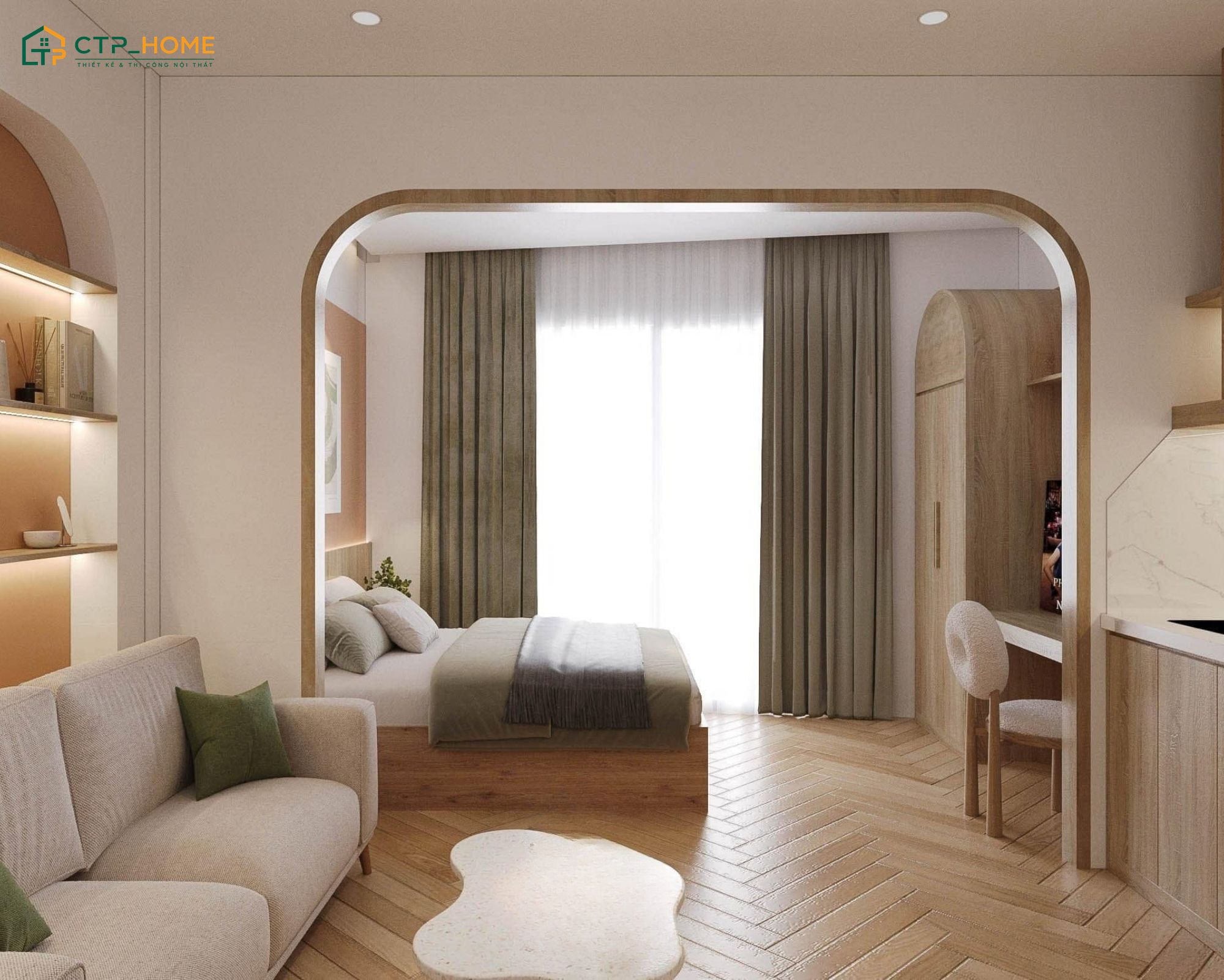 Khi thiết kế căn hộ Studio 20m2 thì gia chủ nên ưu tiên tận dụng tối đa nguồn ánh sáng tự nhiên