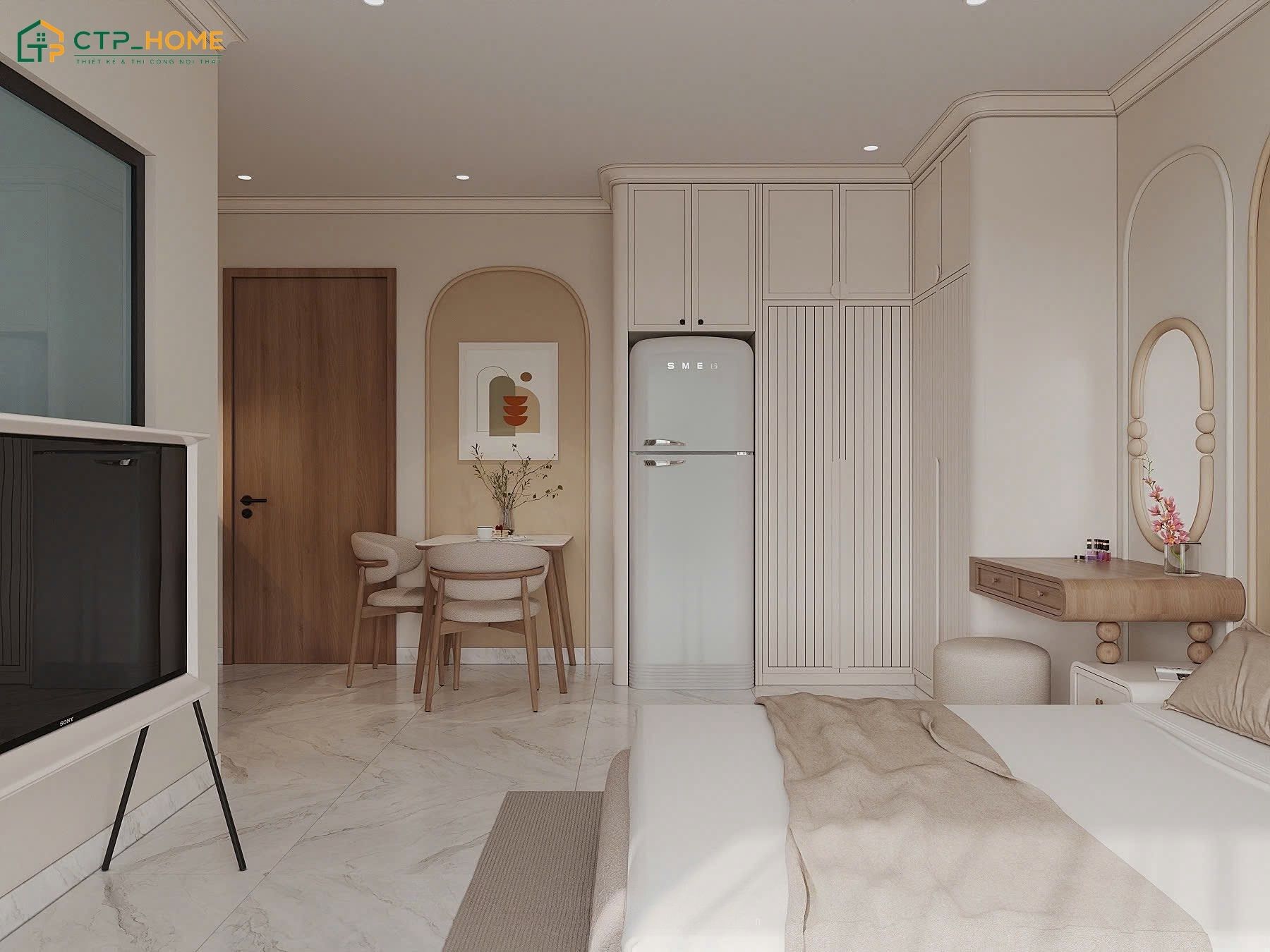 Mẫu thiết kế căn hộ mini 25m2 Bắc Âu gây ấn tượng với không gian sáng thoáng và gần gũi với thiên nhiên