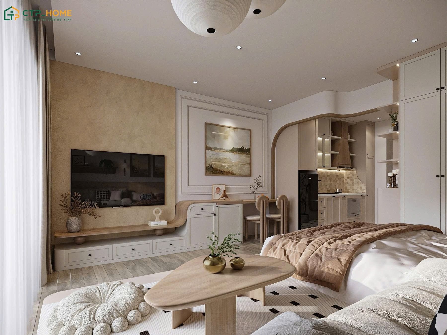 Căn hộ 25m2 Bắc Âu thường sử dụng tone màu trung tính để tạo cảm giác ấm cúng hơn cho không gian sống