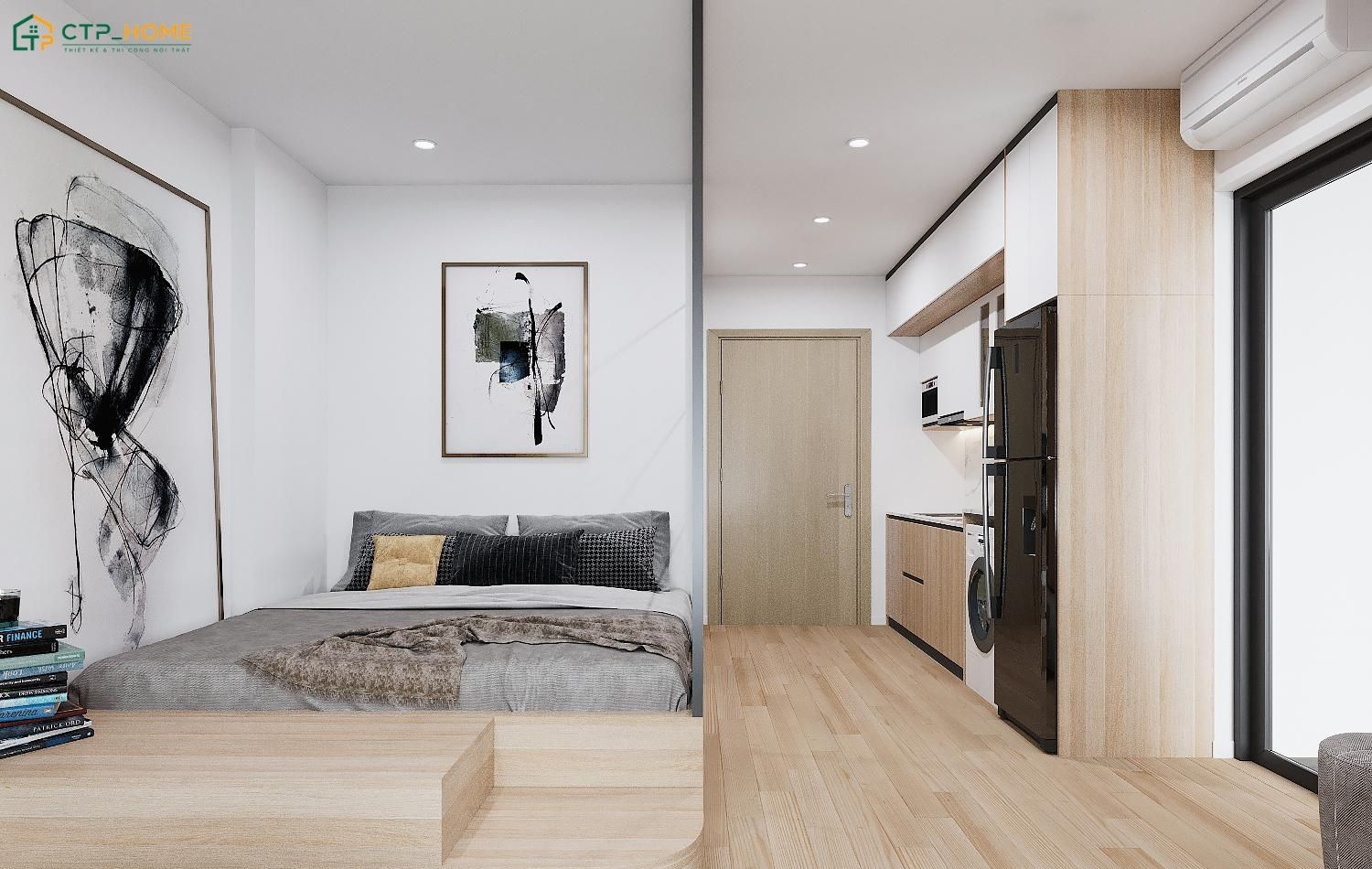Mẫu thiết kế căn hộ mini 25m2 Nhật Bản sẽ không sử dụng quá nhiều nội thất để đảm bảo sự gọn gàng