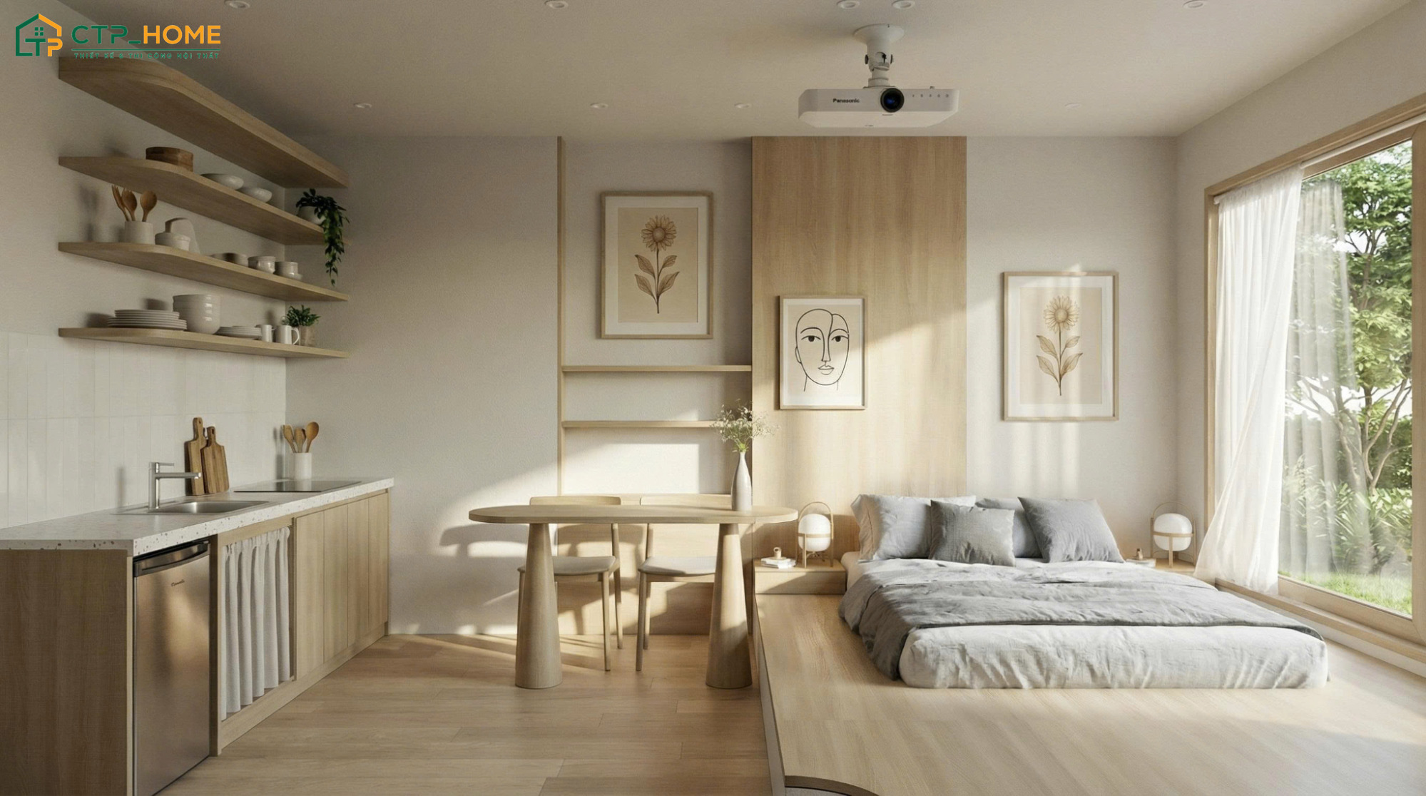 Mẫu dự án thiết kế chung cư mini 30m2 do CTP Home thực hiện với cách bố trí không gian hợp lý
