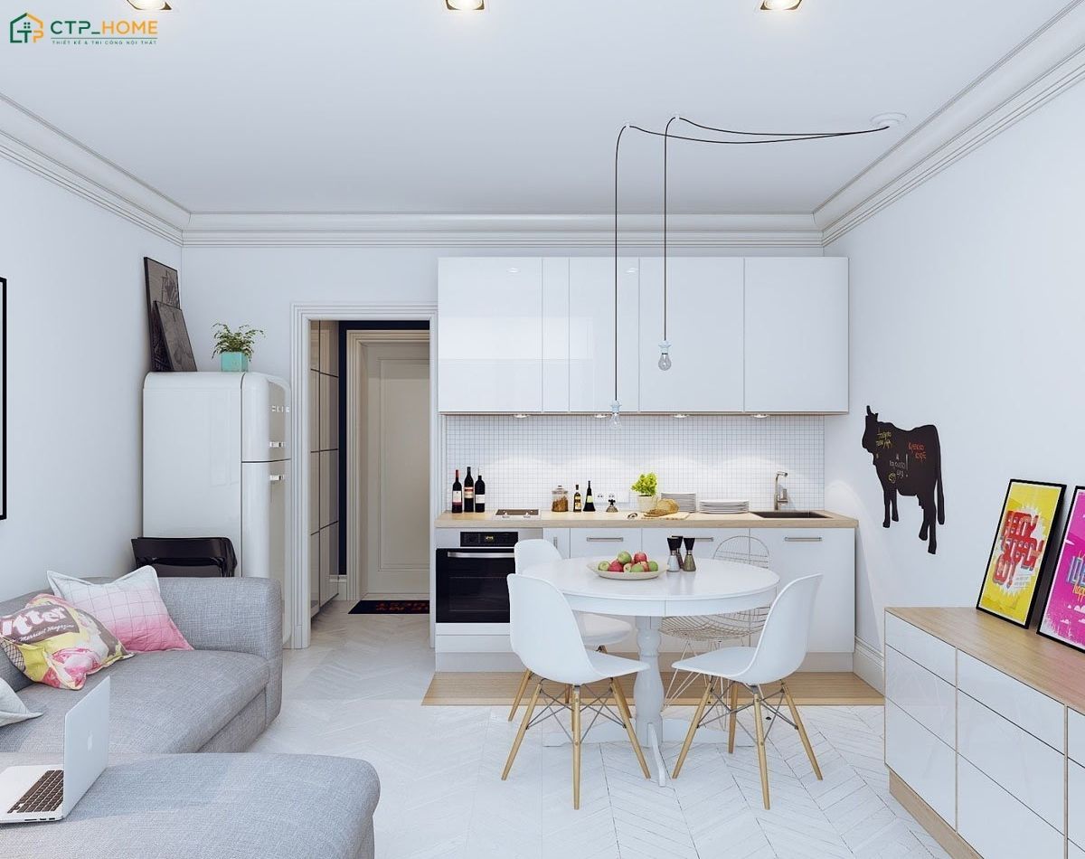 Mẫu thiết kế căn hộ Studio 30m2 tối giản sẽ sử dụng nội thất vừa đủ và hạn chế các chi tiết cầu kì
