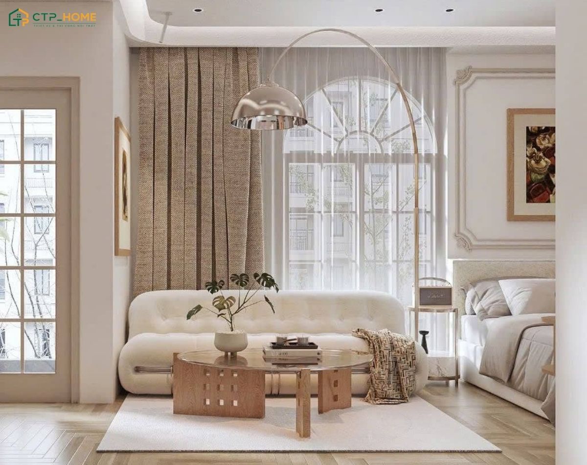 Mẫu thiết kế chung cư mini 30m2 phong cách Bắc Âu nổi bật với tông màu trắng cùng nội thất gỗ tự nhiên