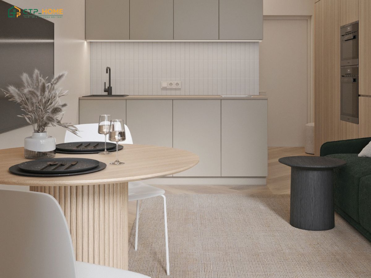 Khi thiết kế căn hộ Studio 35m2 thì gia chủ nên ưu tiên hệ tủ bếp hình chữ I để tối ưu diện tích