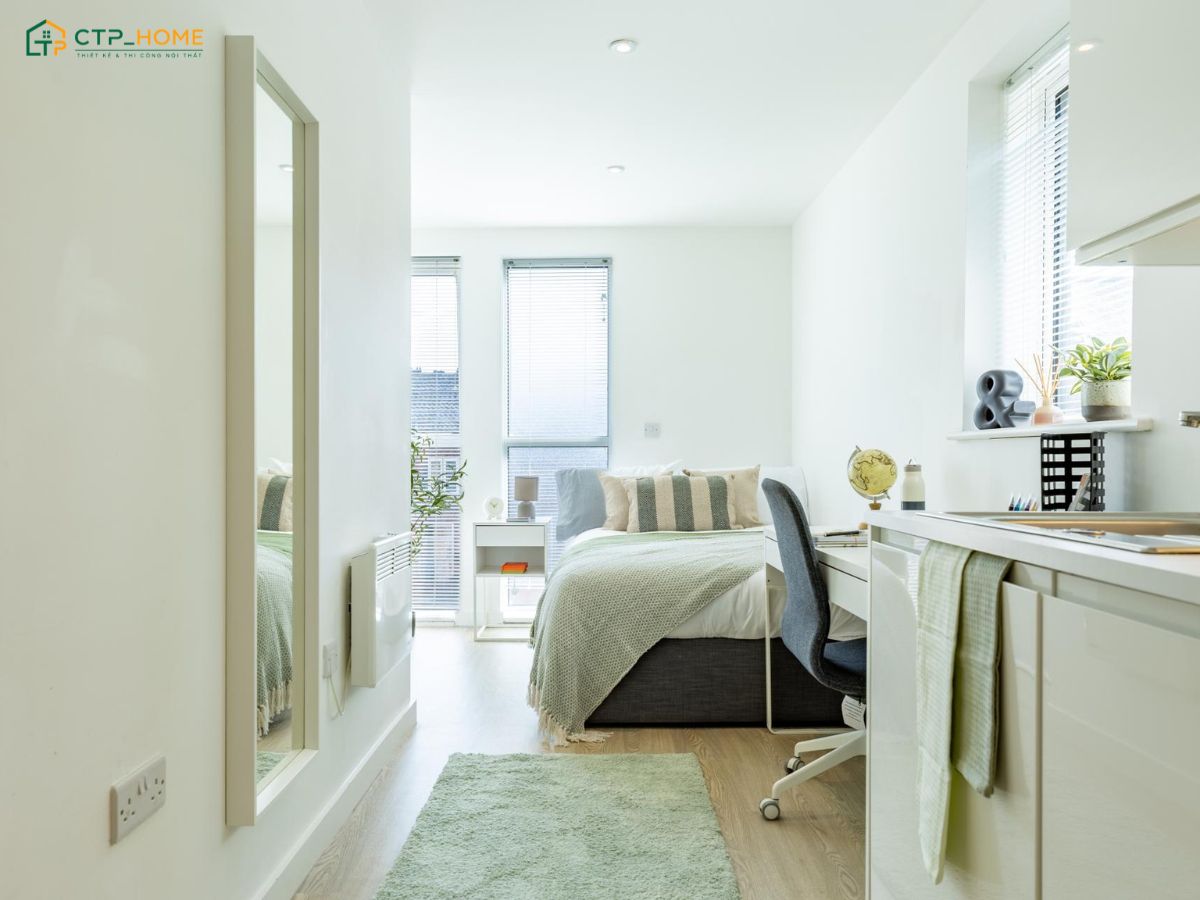 Căn hộ Studio 35m2 tối giản sẽ tập trung vào các nhu cầu cơ bản thay vì những chi tiết trang trí cầu kỳ