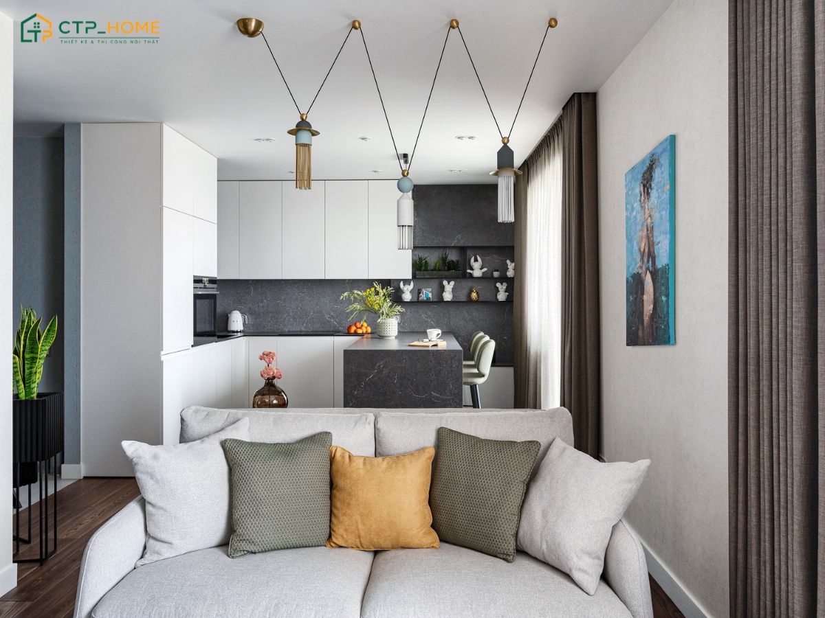 Mẫu thiết kế nội thất căn hộ Studio 35m2 hiện đại thường sử dụng các vật liệu phổ biến để tối ưu chi phí hiệu quả
