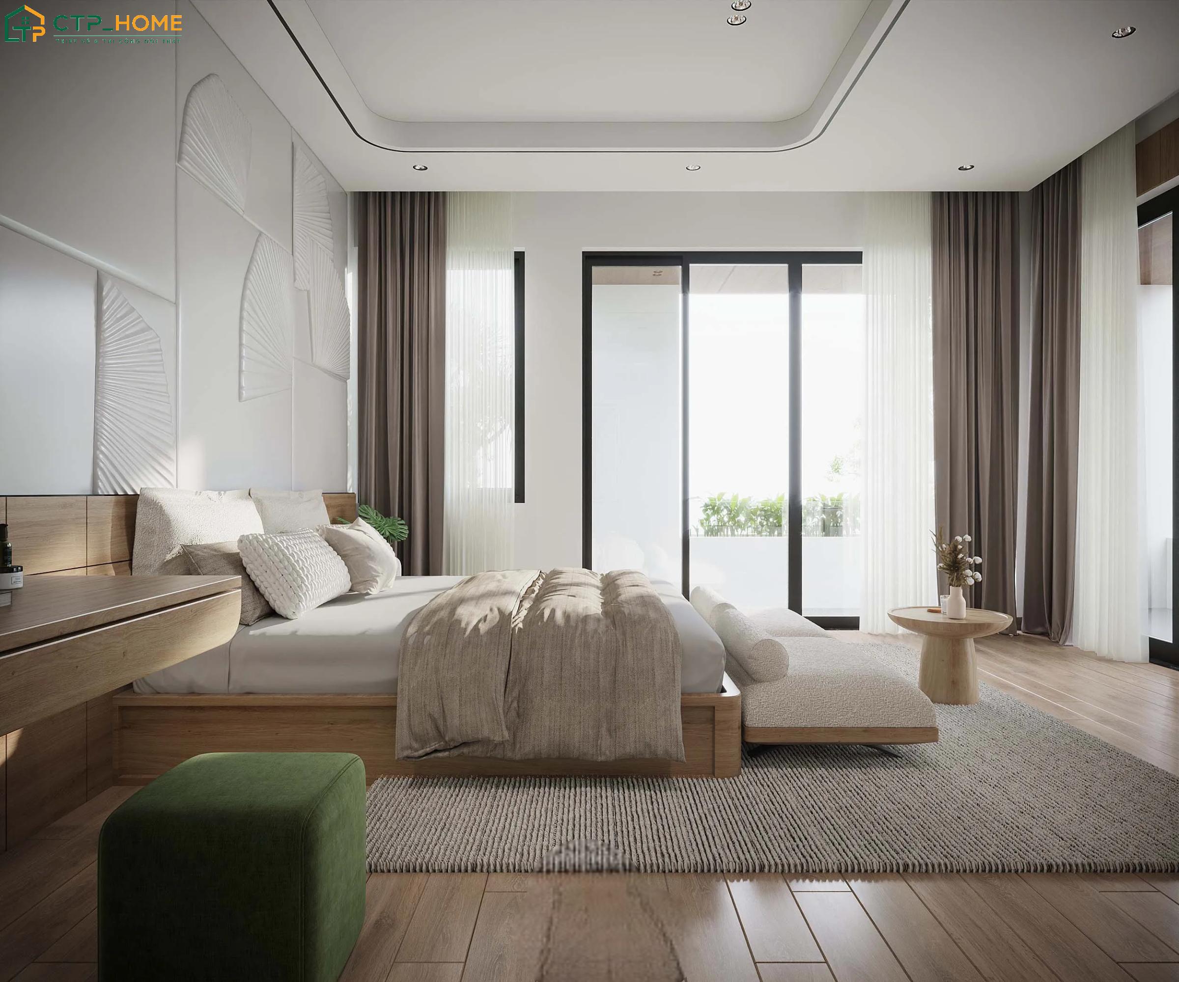 Mẫu thiết kế trang trí nội thất biệt thự đơn lập Bắc Âu sẽ ưu tiên chất liệu mộc mạc để cân bằng thẩm mỹ và công năng