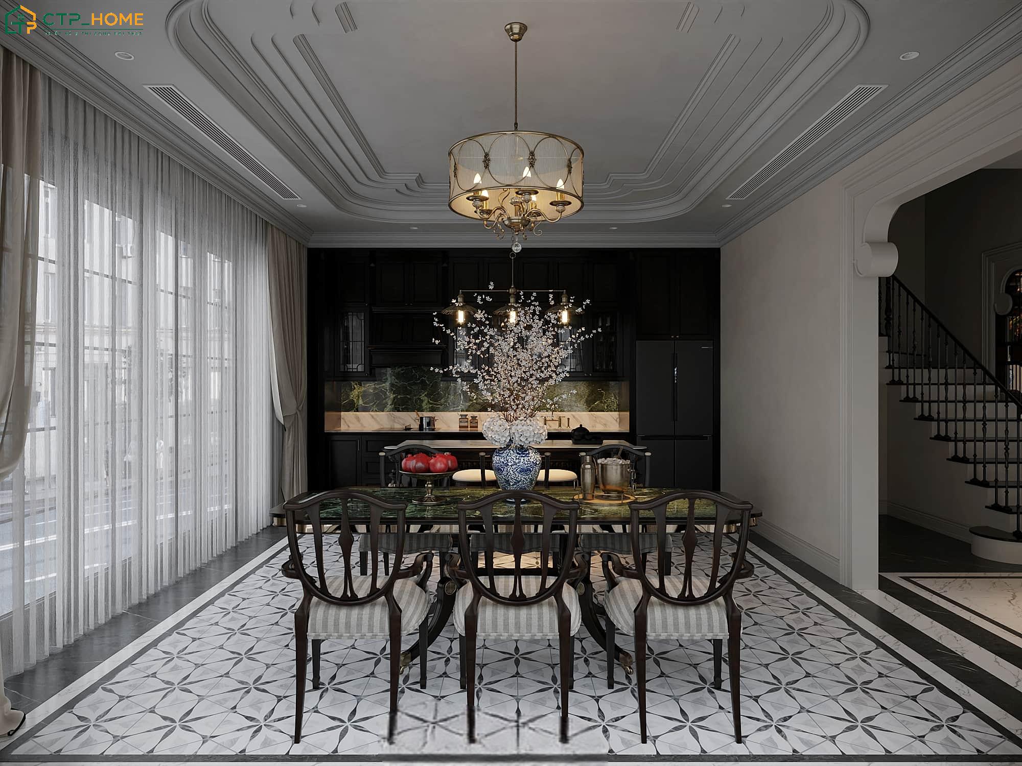 Mẫu thiết kế nội thất biệt thự đơn lập Indochine là sự kết hợp giữa nét kiến trúc Pháp và vẻ đẹp truyền thống Á Đông