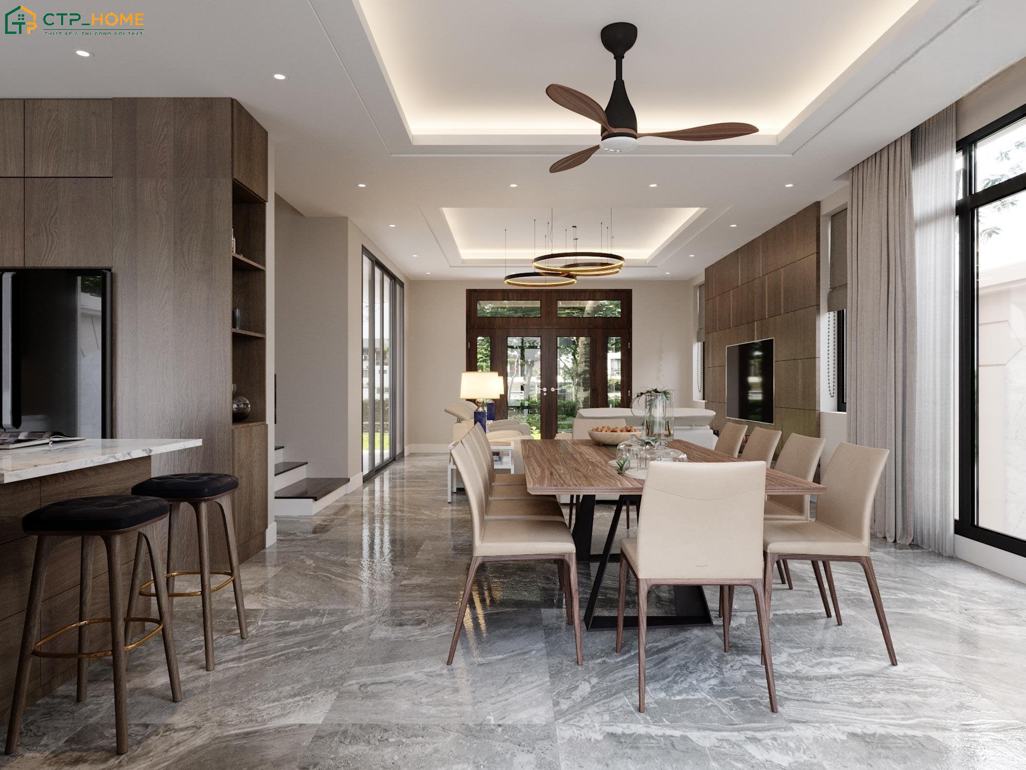 Mẫu thiết kế nội thất nhà biệt thự đơn lập hiện đại với không gian mở sẽ tạo sự kết nối liền mạch giữa các khu vực chức năng