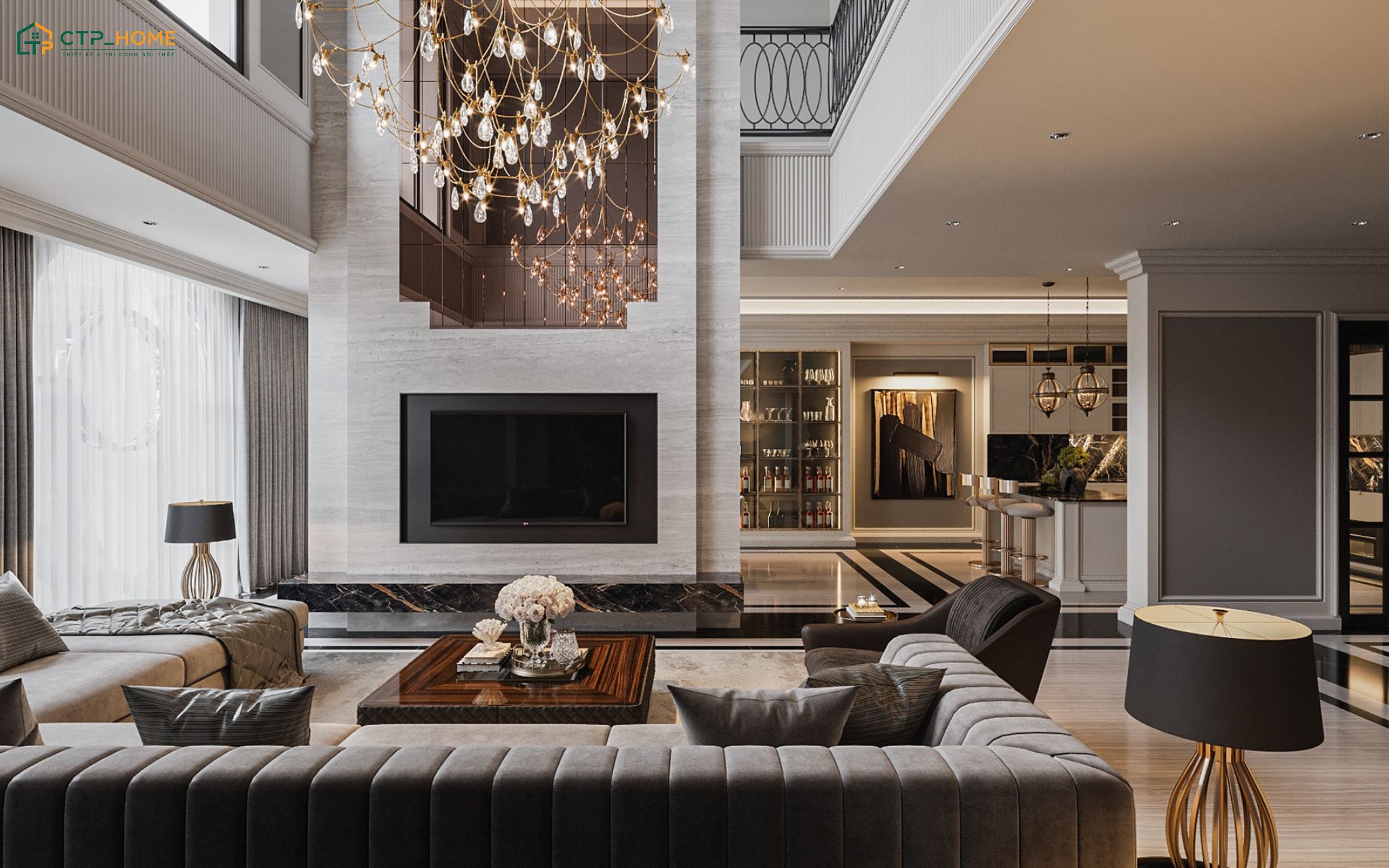 Mẫu dự án thiết kế trang trí nội thất biệt thự liền kề tại Bình Dương do CTP Home thực hiện