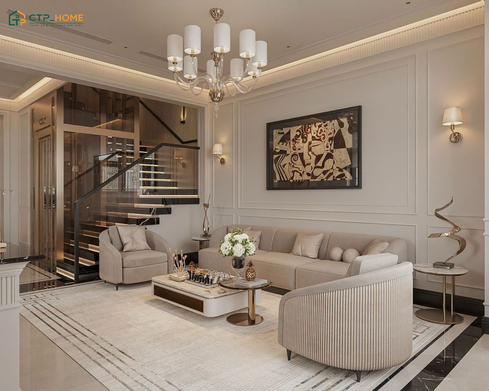 Mẫu thiết kế nội thất biệt thự liền kề hiện đại thường sử dụng gam màu tươi sáng và nội thất tiện nghi