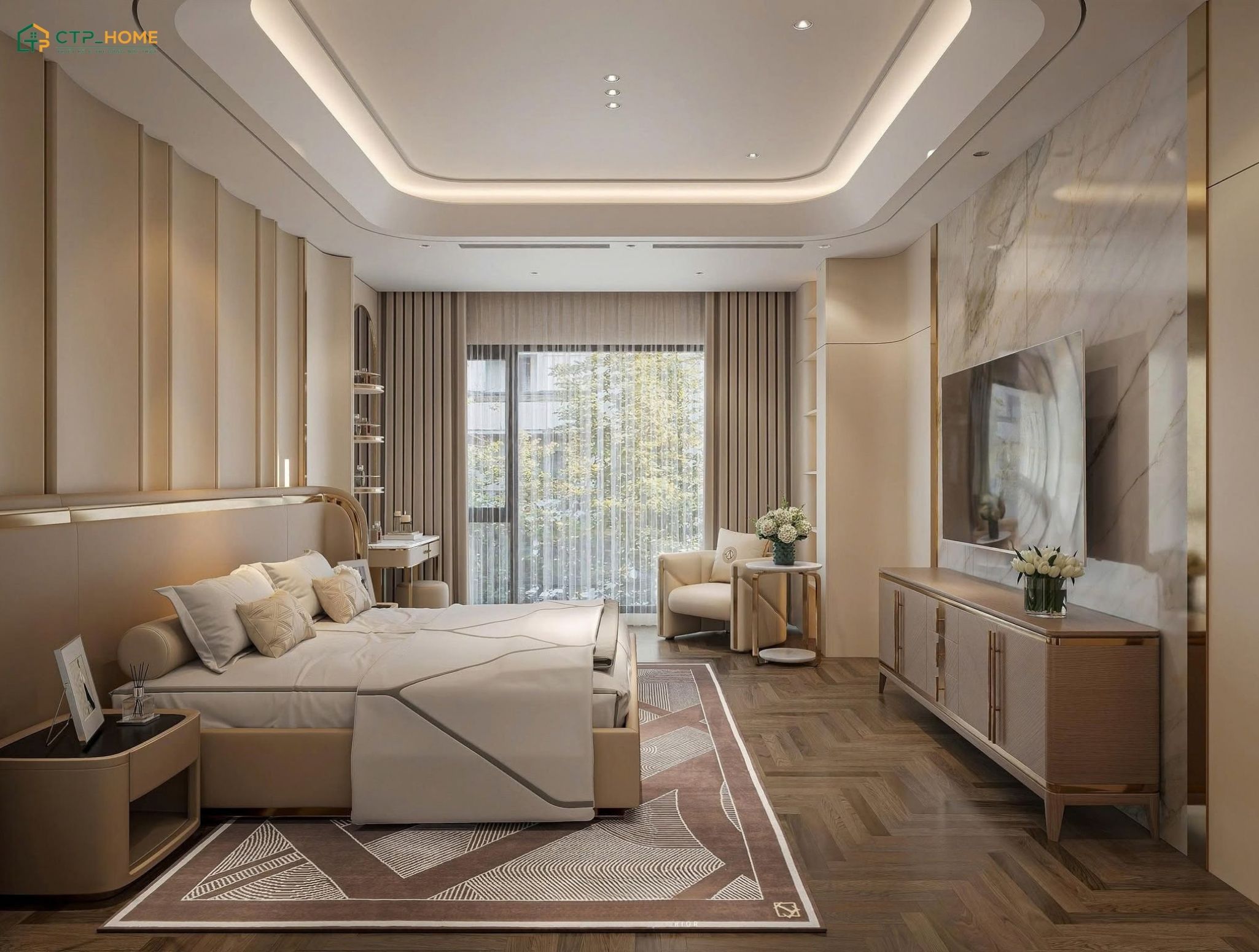 Nội thất phòng ngủ biệt thự liền kề hiện đại sẽ được thiết kế độc bản theo gu thẩm mỹ của người sử dụng