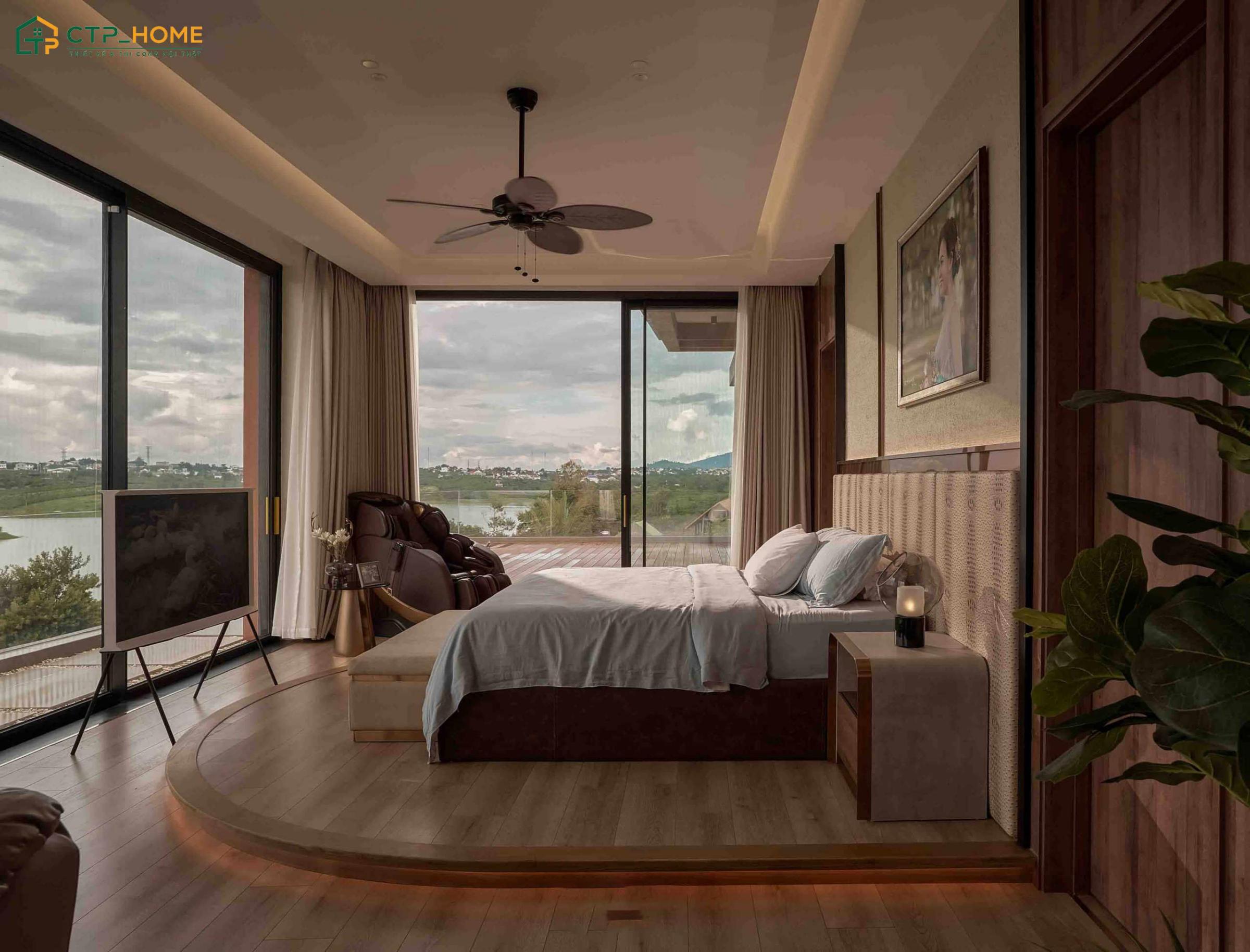 Mẫu thiết kế nội thất phòng ngủ biệt thự nghỉ dưỡng cần đảm bảo sự yên tĩnh và thoải mái