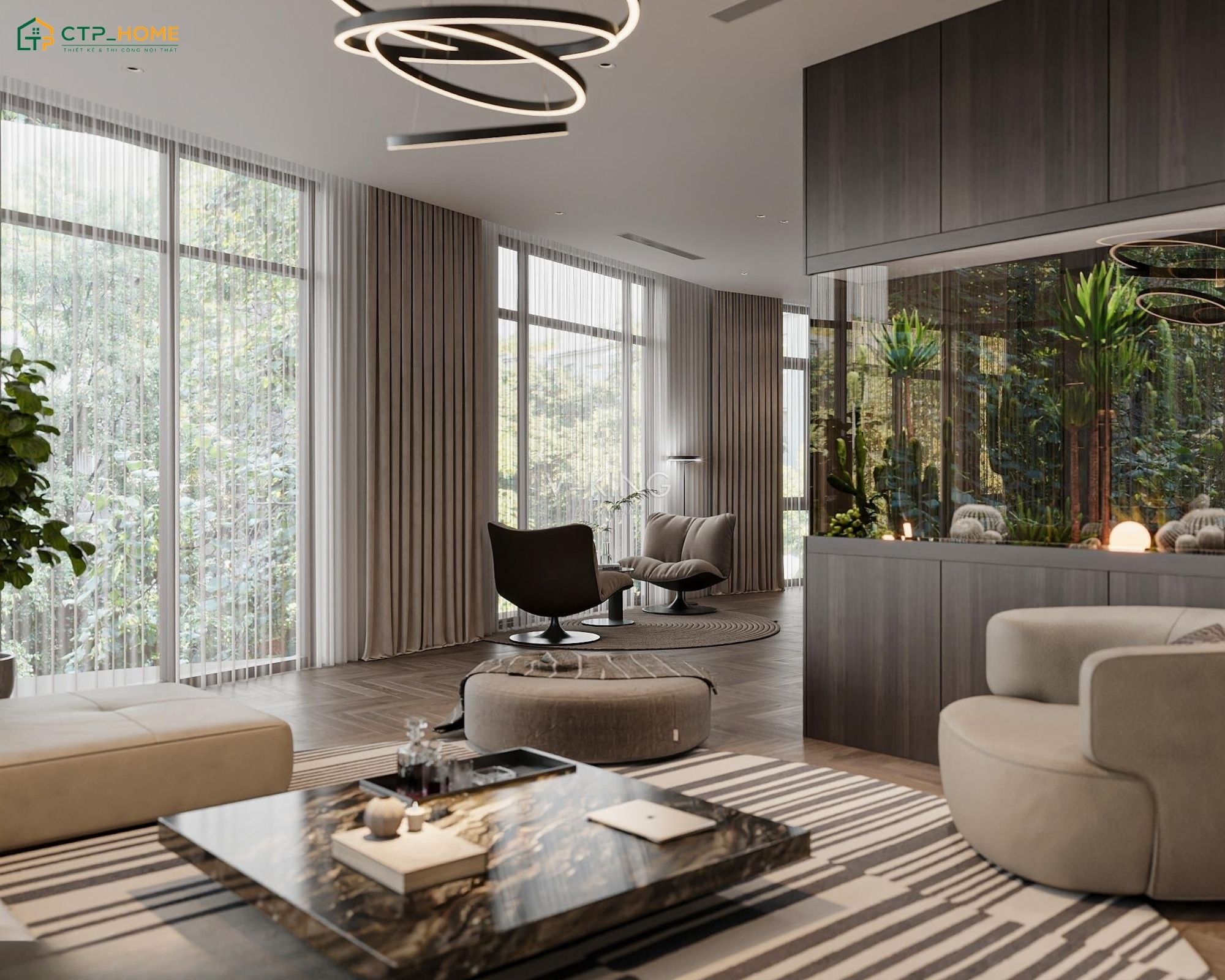 Mẫu thiết kế nội thất biệt thự nghỉ dưỡng trên núi sẽ ứng dụng các yếu tố thiên nhiên một cách tinh tế