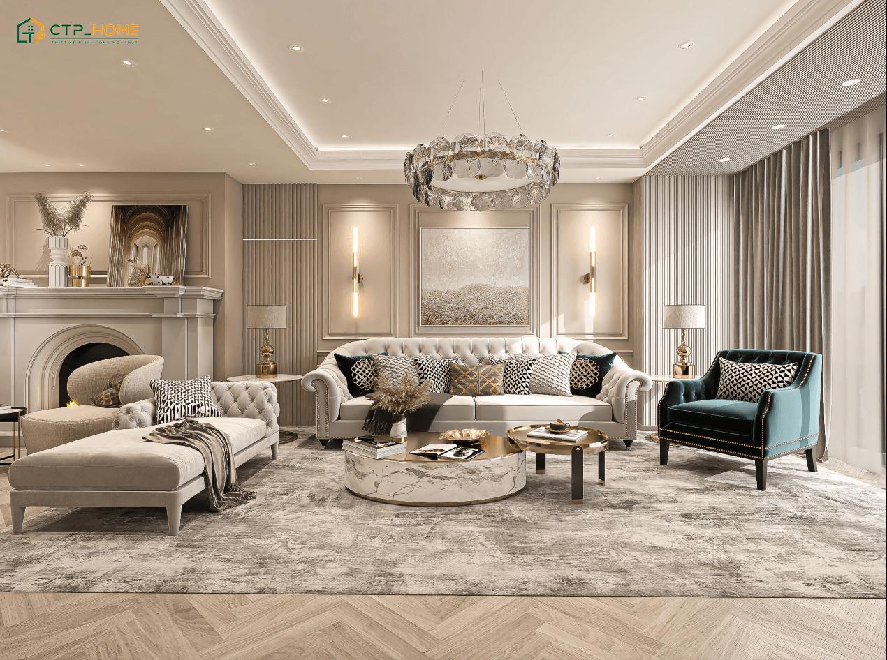 Mẫu thiết kế nội thất biệt thự song lập phong cách tân cổ điển thu hút với vẻ đẹp quý phái và thời thượng