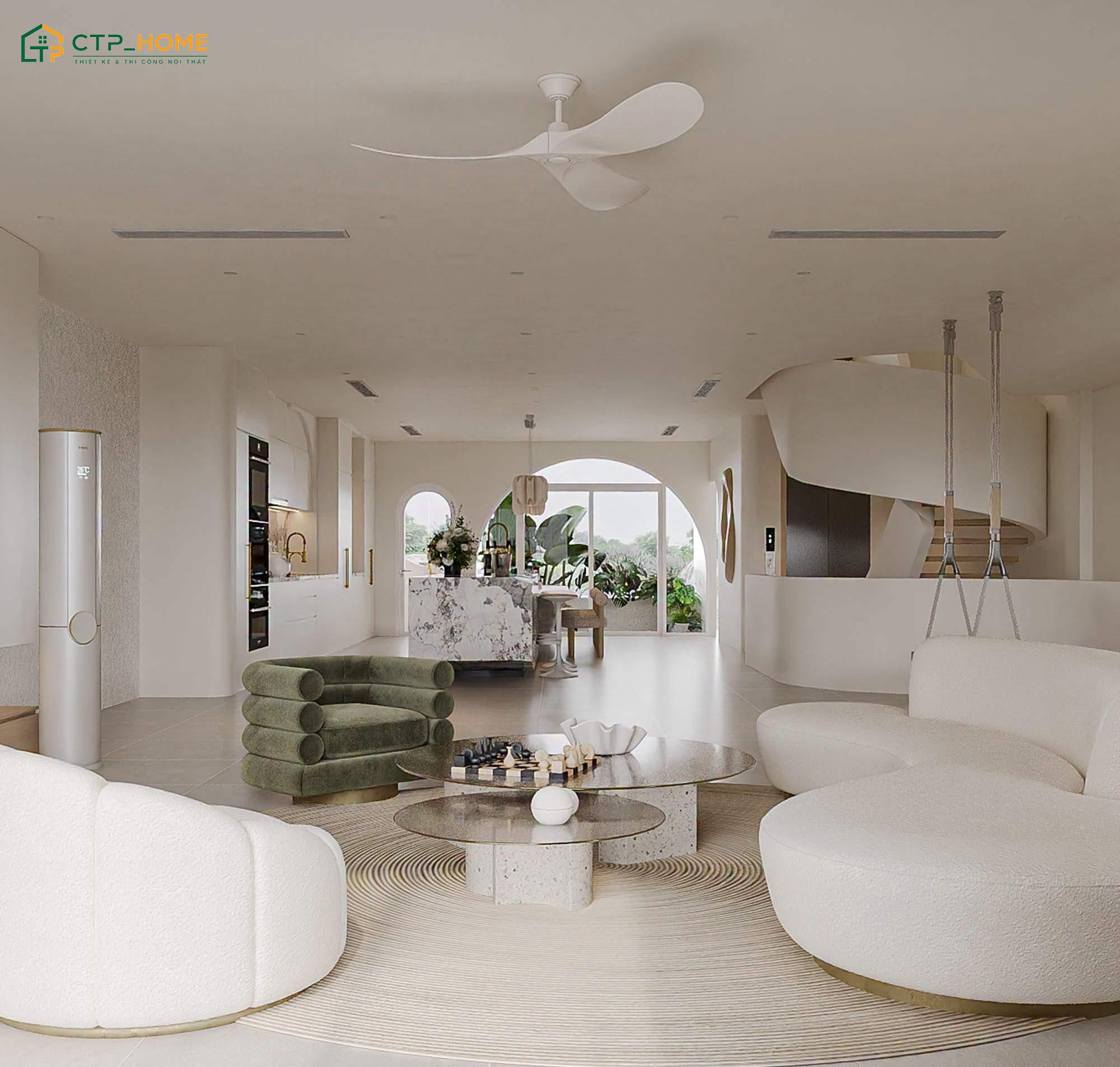 Mẫu thiết kế nội thất biệt thự song lập tối giản sẽ dành cho những gia chủ yêu thích sự gọn gàng, ngăn nắp