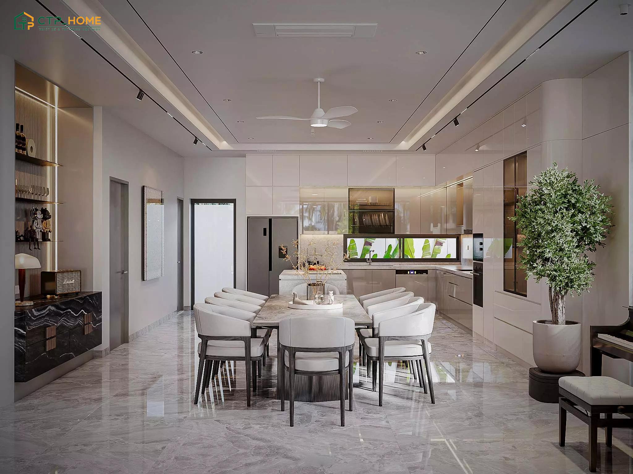 Mẫu thiết kế thi công nội thất biệt thự song lập tối giản sẽ ưu tiên sự tinh gọn để đảm bảo sự thông thoáng