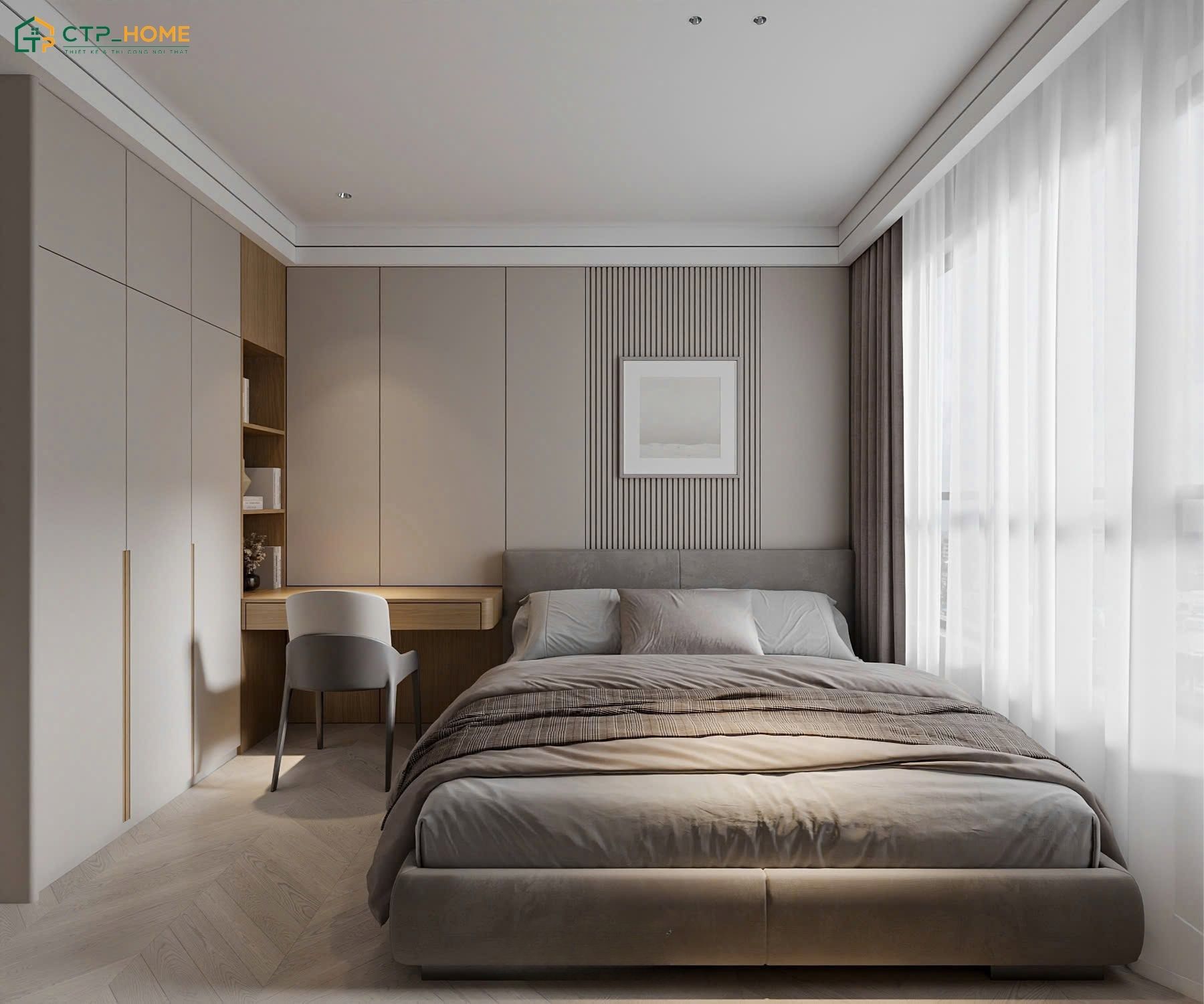 Bố trí công năng chung cư 100m2 3 phòng ngủ khoa học giúp đáp ứng đầy đủ nhu cầu nghỉ ngơi, học tập và lưu trữ