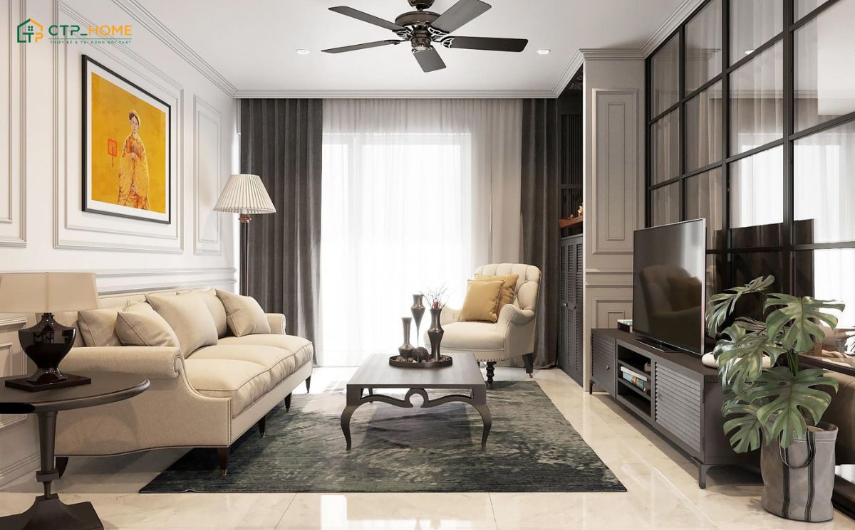 Mẫu dự án thiết kế chung cư 100m2 phong cách Indochine tại TP Hồ Chí Minh do CTP Home thực hiện