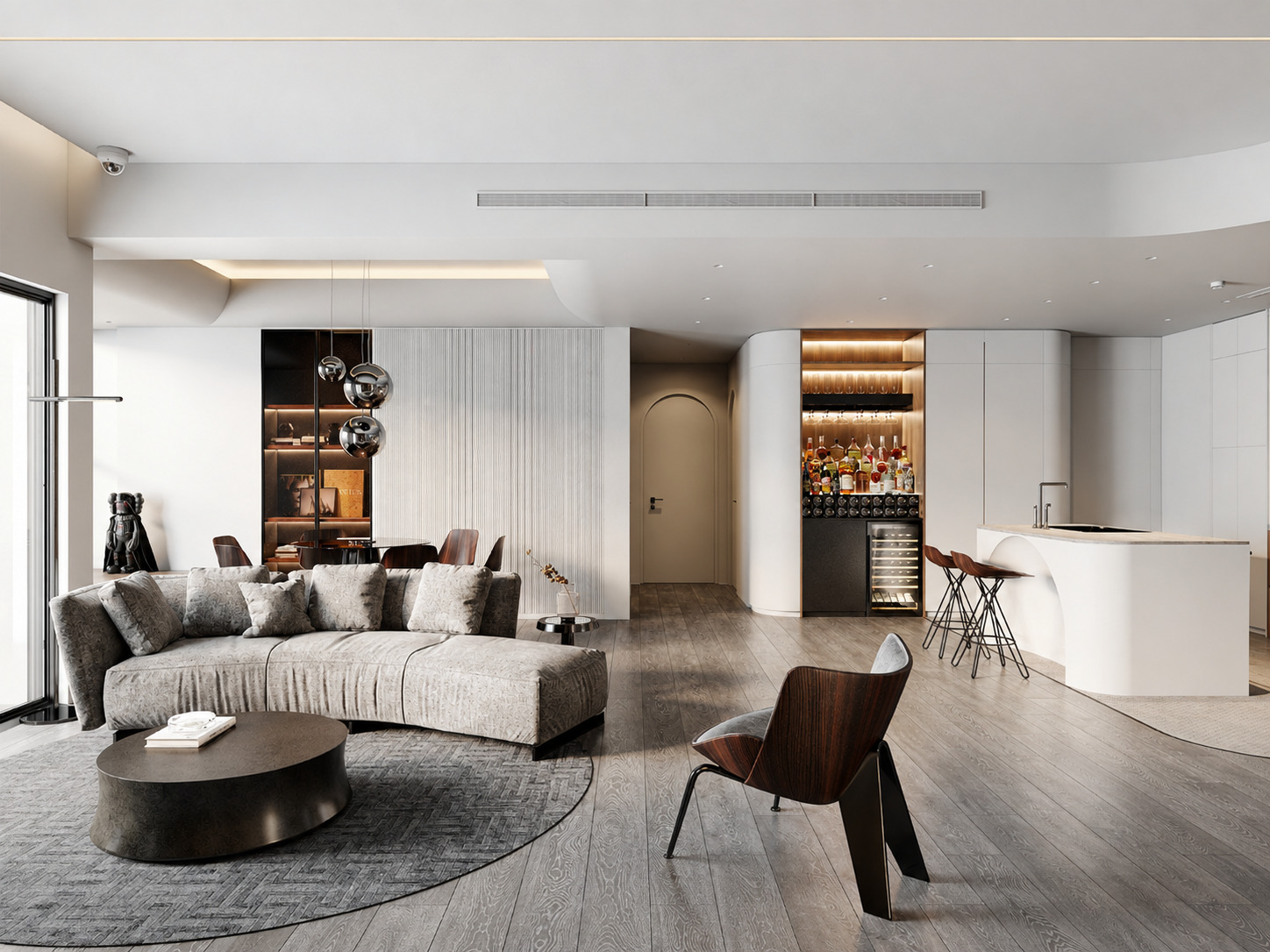 Mẫu thiết kế nội thất chung cư 80m2 2 phòng ngủ có diện tích không gian sinh hoạt chung lớn