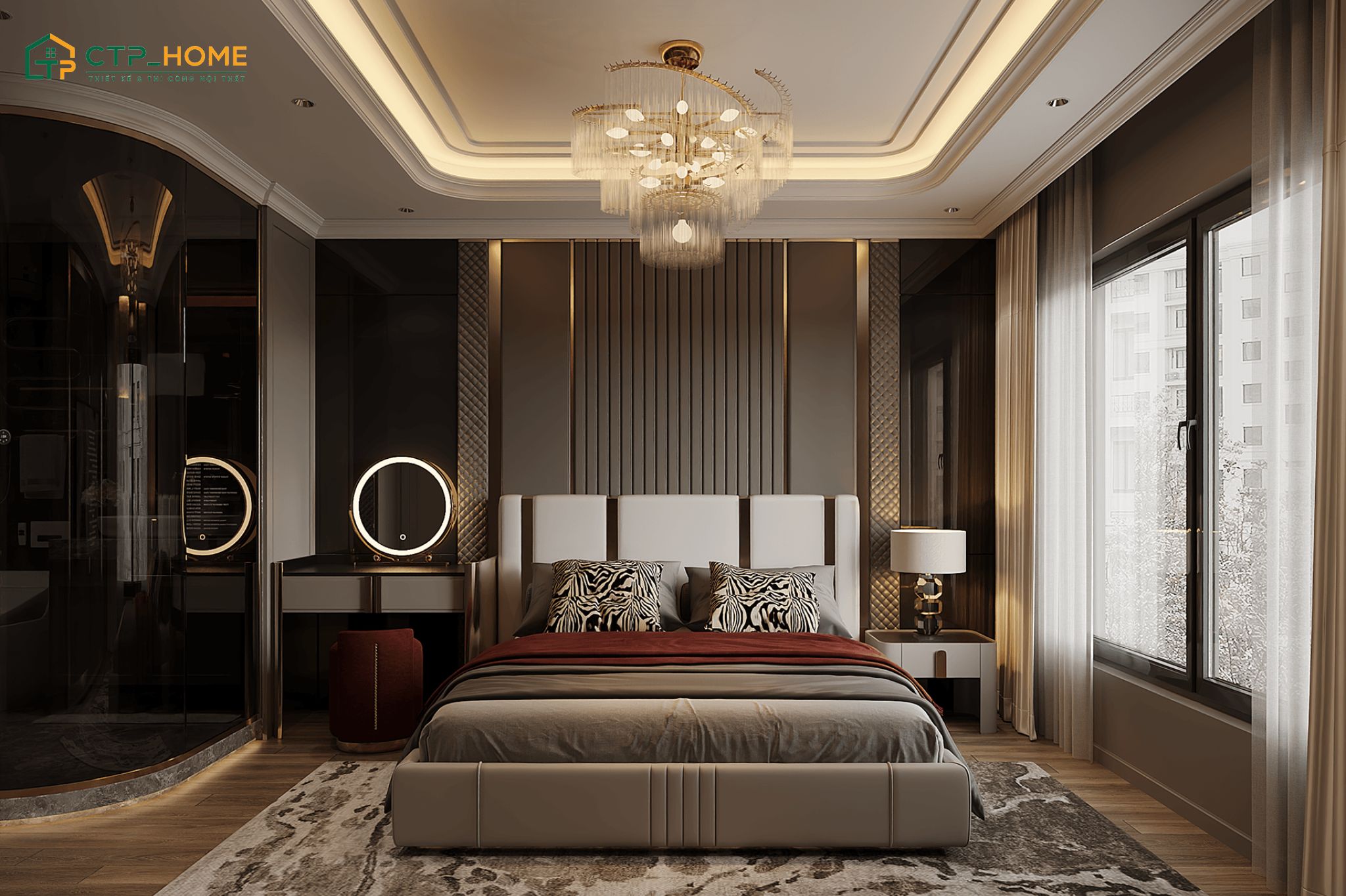 Chung cư 120m2 Luxury với không gian phòng ngủ được thiết kế tinh giản nhưng vẫn có nét cá tính riêng