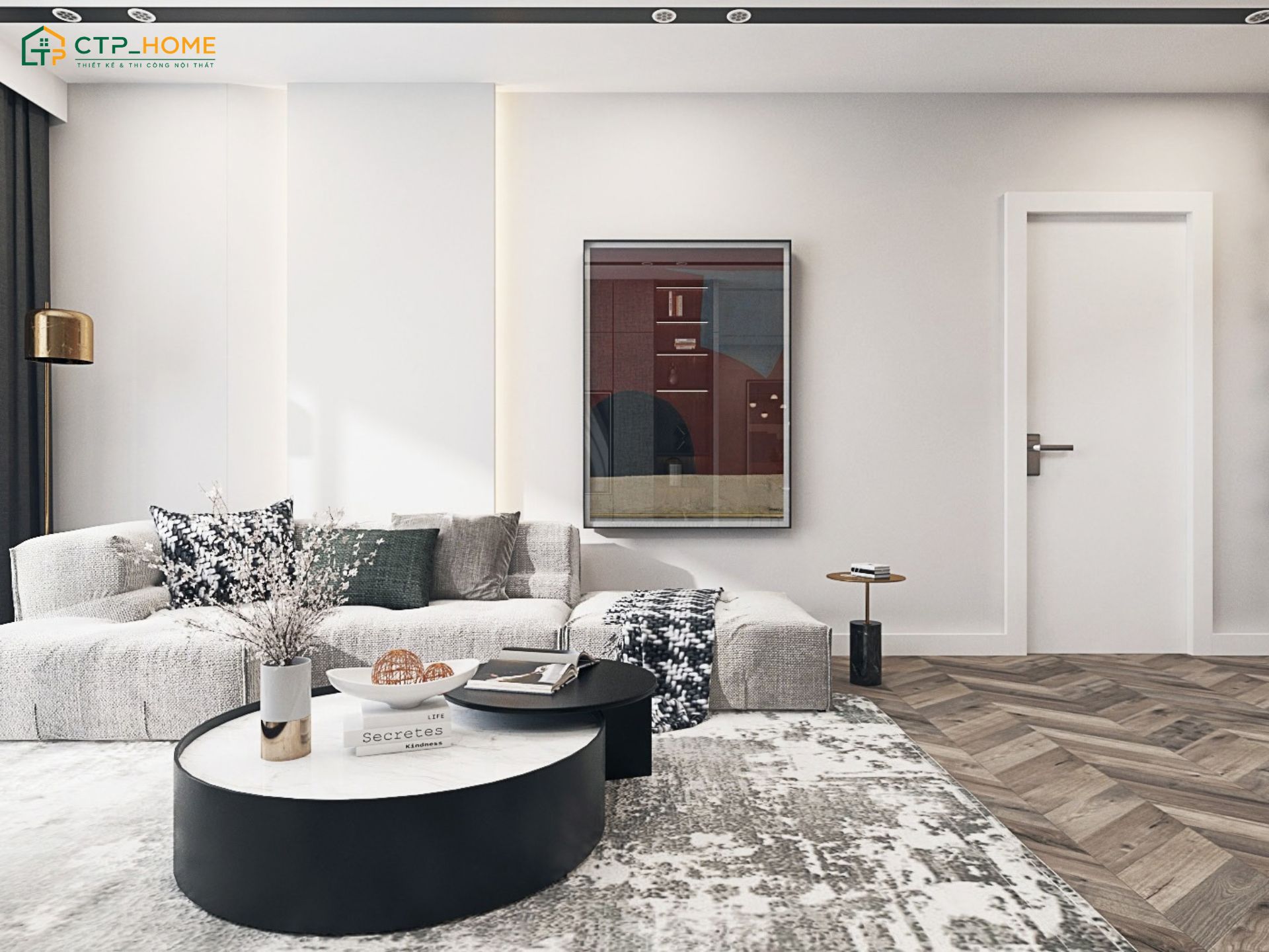 Mẫu thiết kế nội thất chung cư 120m2 hiện đại với nội thất tinh giản, tập trung vào công năng sử dụng