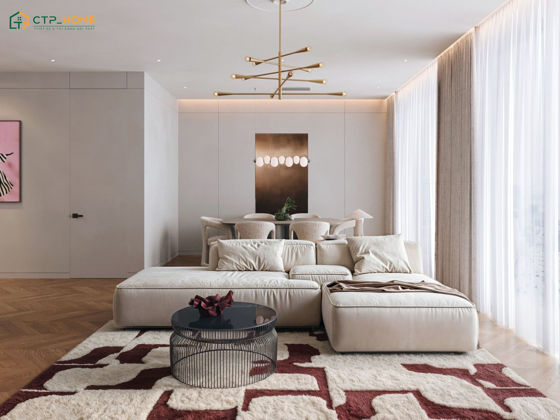Mẫu thiết kế nội thất chung cư 120m2 3 phòng ngủ sẽ sử dụng nội thất thông minh để nâng cao chất lượng cuộc sống
