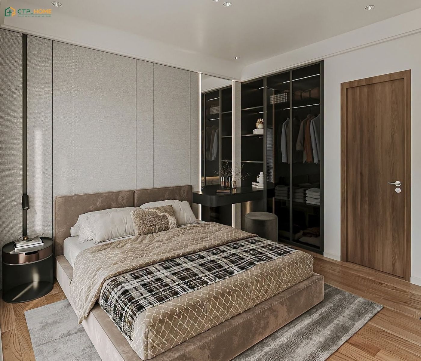 Không gian phòng ngủ chung cư 120m2 sẽ được tính toán kỹ lưỡng từ nội thất, ánh sáng cho đến màu sắc