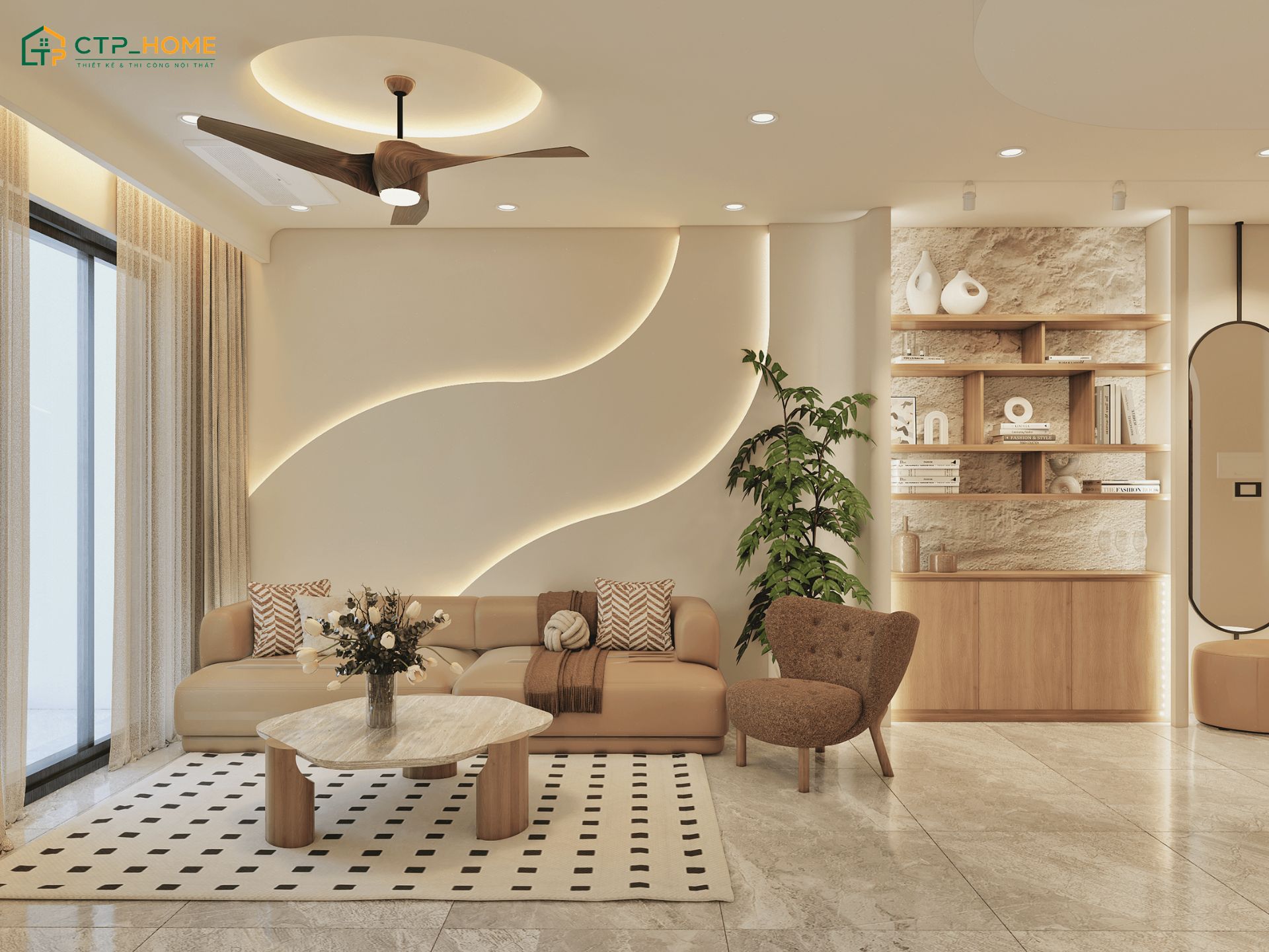 Mẫu dự án thiết kế nội thất chung cư 120m2 cho gia đình Việt kiều tại Bình Dương do CTP Home thực hiện