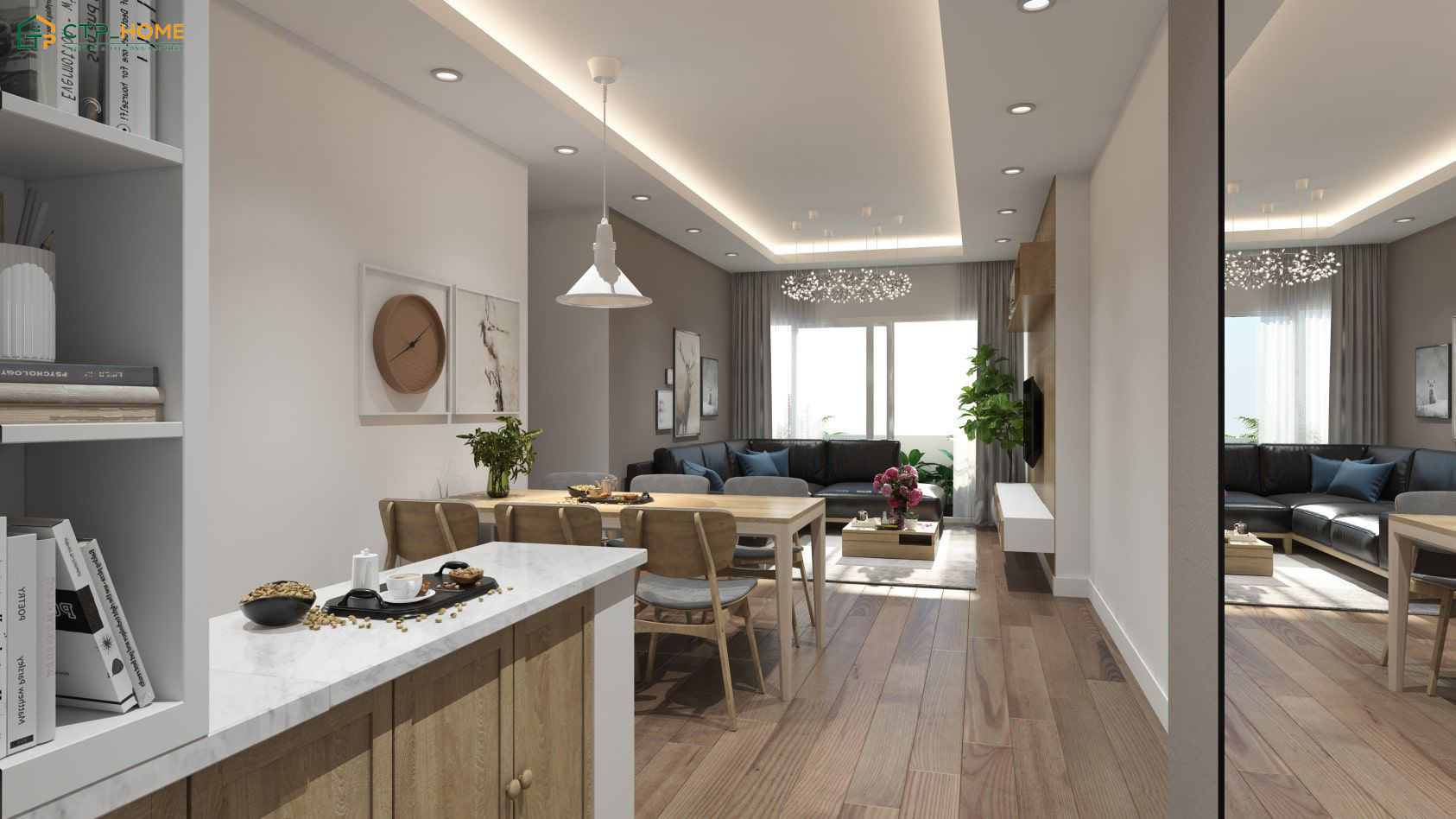 Nội thất trong chung cư 80m2 3 phòng ngủ phải được sắp xếp khoa học để đảm bảo sự thông thoáng