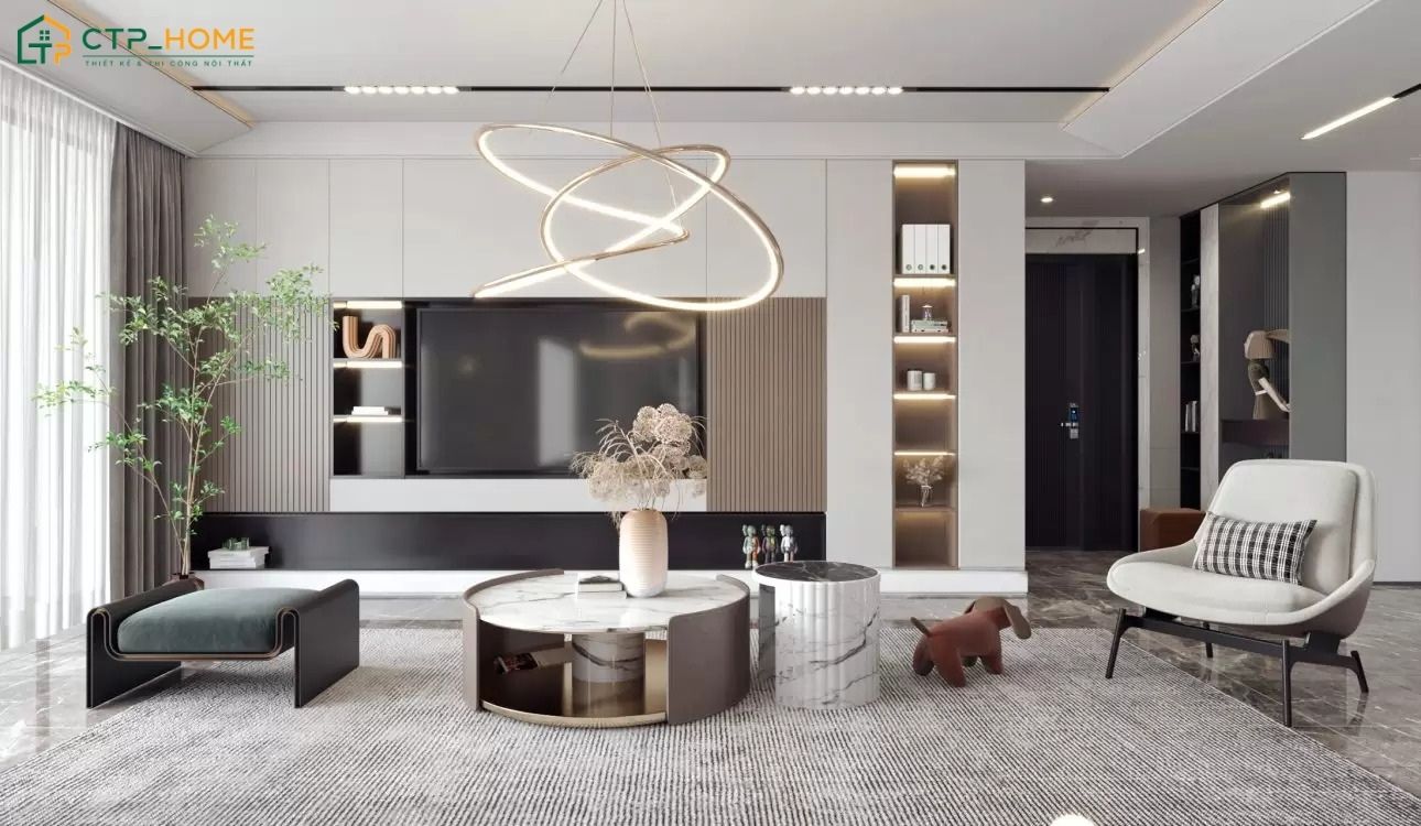 Mẫu thiết kế chung cư 150m2 hiện đại với đường nét trang trí gọn gàng sẽ tạo cảm giác rộng rãi hơn