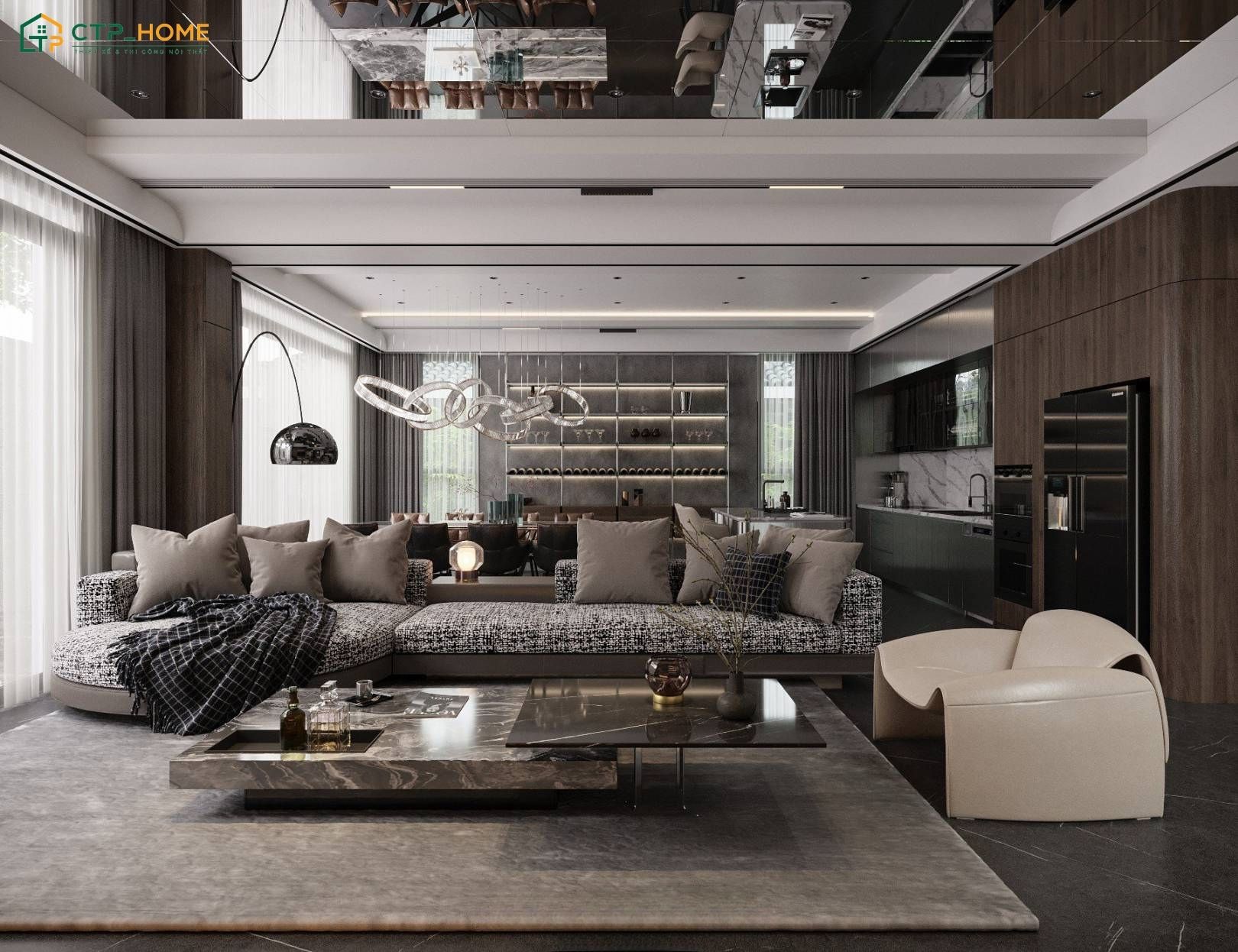 Căn hộ chung cư 150m2 phong cách Luxury sẽ ưu tiên sử dụng vật liệu cao cấp và gam màu thanh lịch