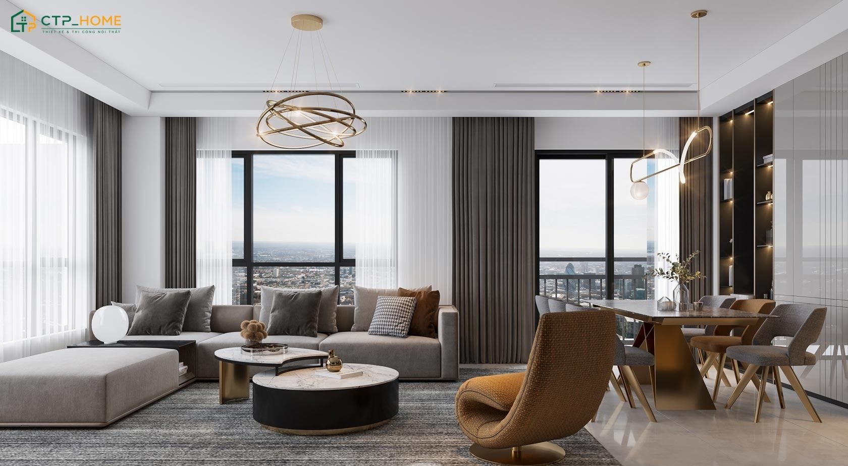 Lựa chọn bảng màu phù hợp sẽ giúp căn hộ chung cư 150m2 trở nên cân đối và có chiều sâu hơn