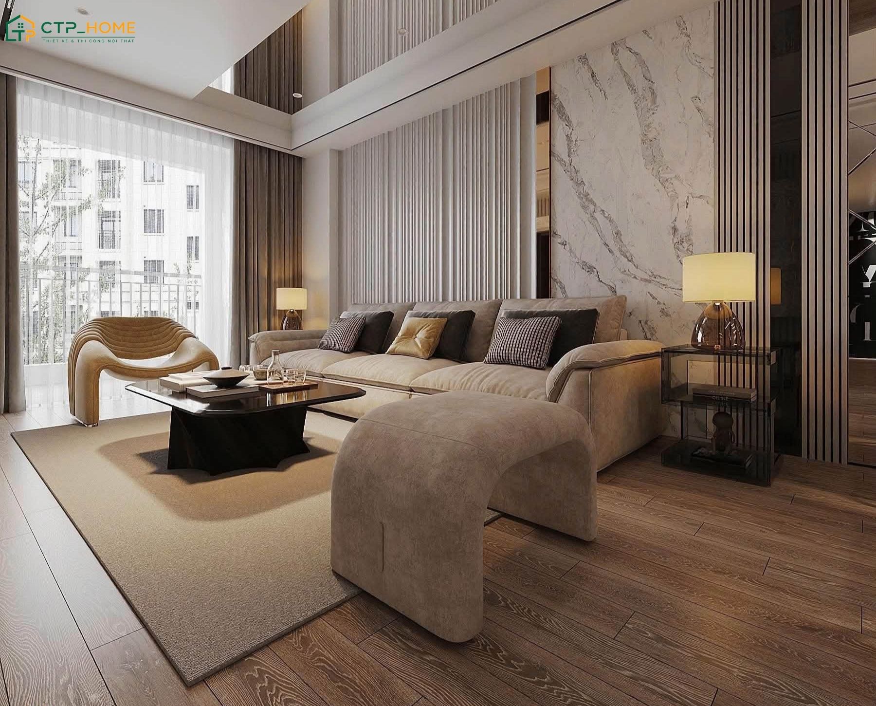 Tận dụng ánh sáng tự nhiên từ cửa sổ sẽ giúp căn hộ 150m2 trở nên thông thoáng và sáng sủa hơn
