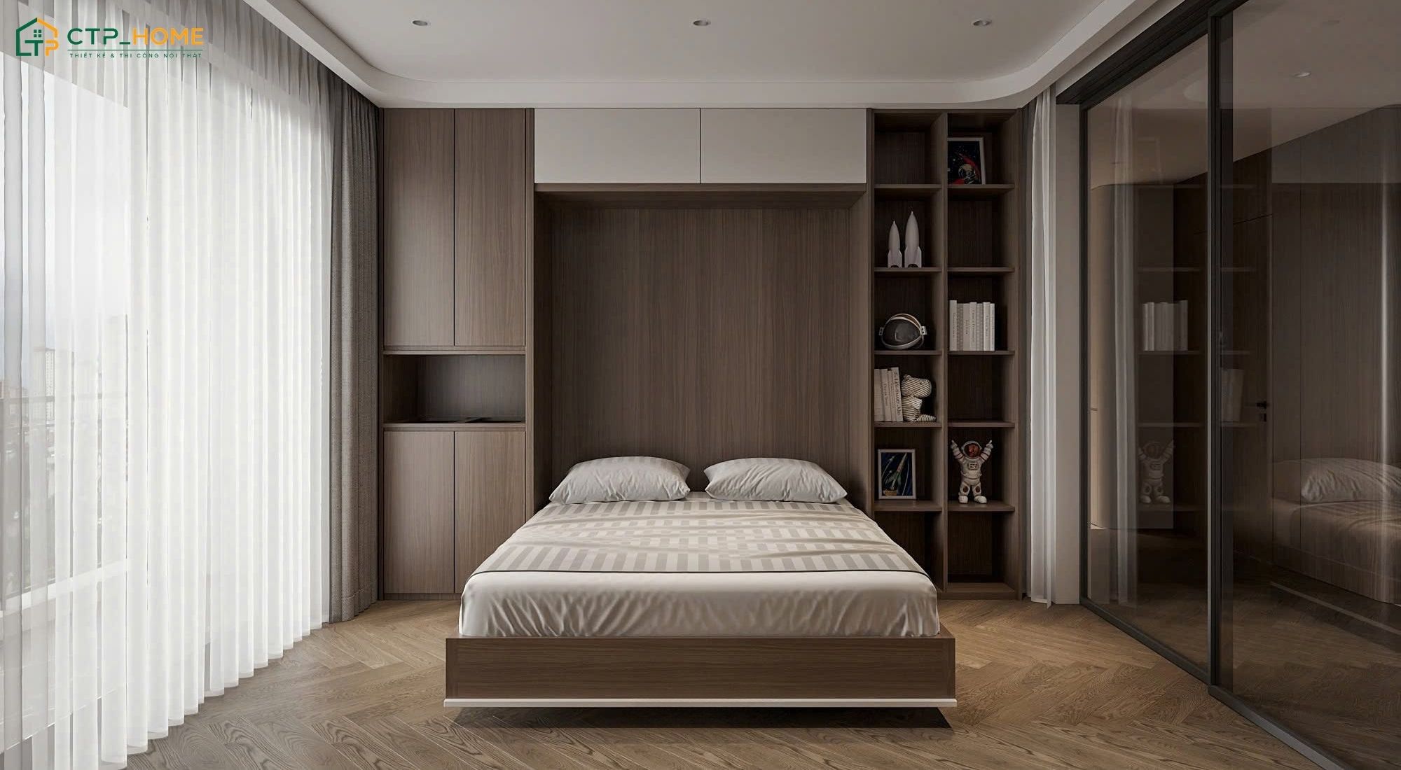 Mẫu thiết kế nội thất nhà chung cư 150m2 với 2 phòng ngủ đều được thiết kế theo cá tính riêng của từng thành viên
