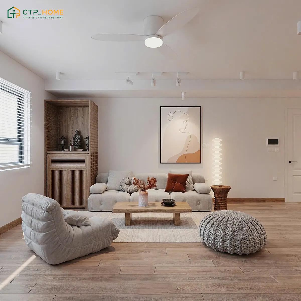 Mẫu dự án thiết kế nội thất căn hộ 80m2 phong cách FarmHouse tại Quận 4 do CTP Home thực hiện