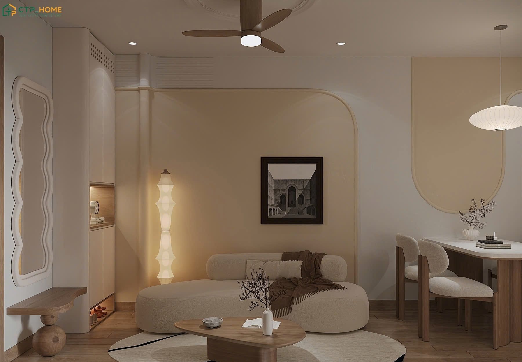 Mẫu thiết kế nội thất căn hộ 40m2 phong cách Bắc Âu sẽ đề cao đường nét thanh thoát và bố cục cân đối