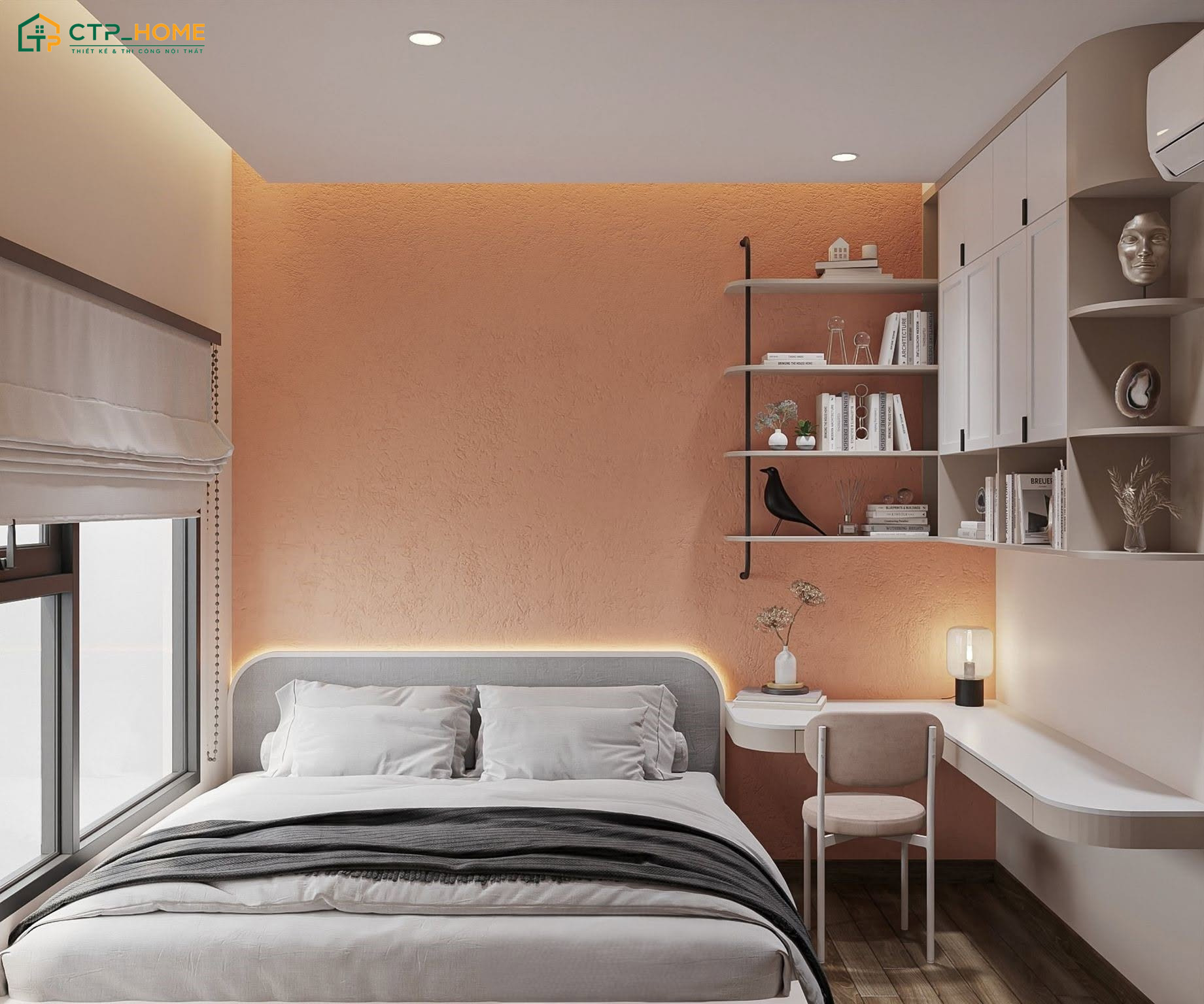 Mẫu thiết kế chung cư 45m2 2 phòng ngủ sẽ sử dụng nội thất tinh giản nhưng vẫn đảm bảo tiện nghi