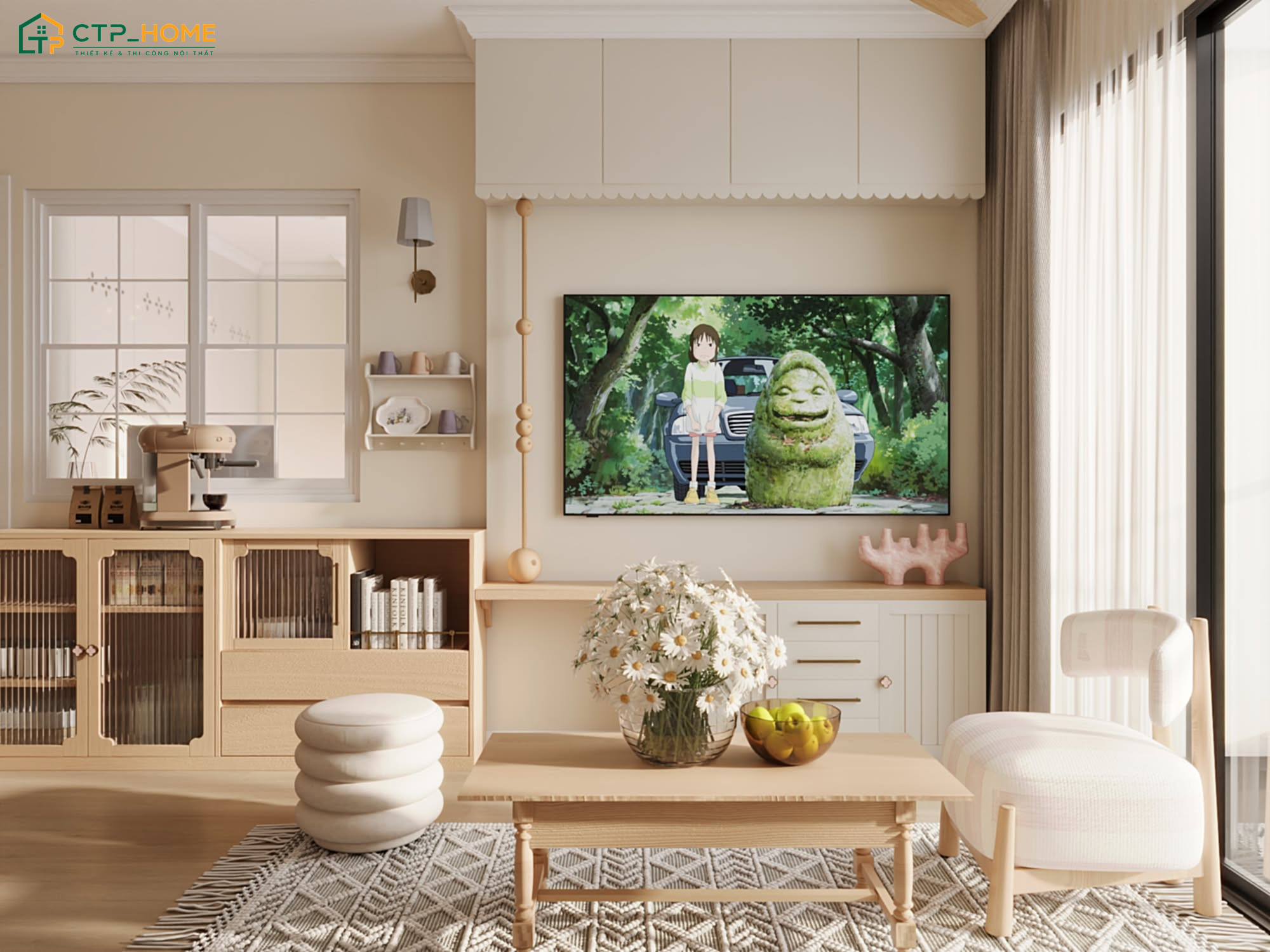 Mẫu dự án thiết kế nội thất căn hộ chung cư 45m2 do CTP Home thực hiện theo phong cách Bắc Âu