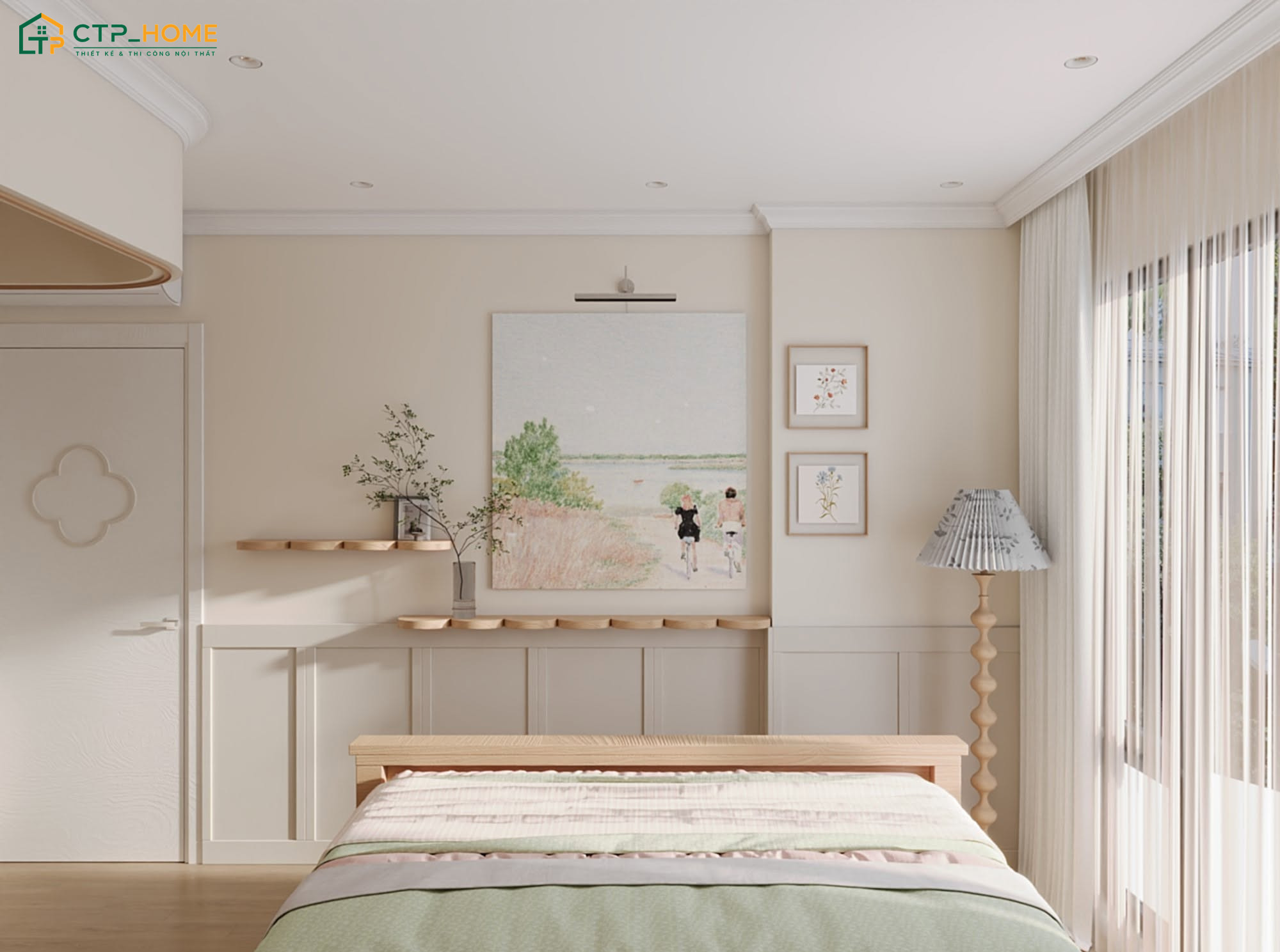Phòng ngủ sẽ sử dụng nội thất vừa đủ để tạo nên một không gian nghỉ ngơi thoải mái và dễ chịu
